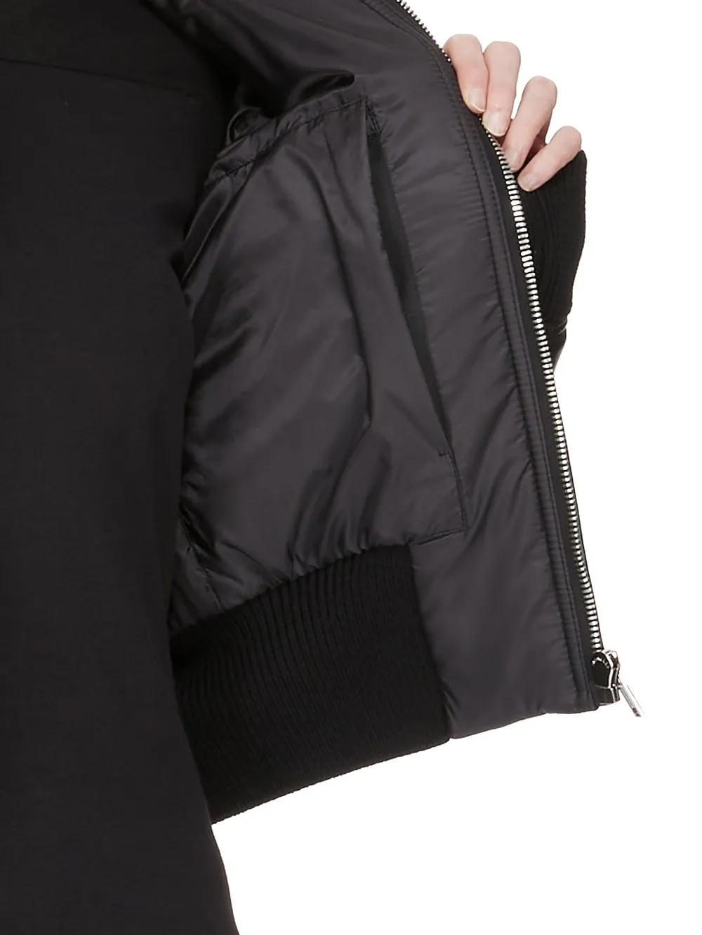 Moncler + Rick Owens Geocamo Cropped Jacket In Black Nappa Lambskin Leather