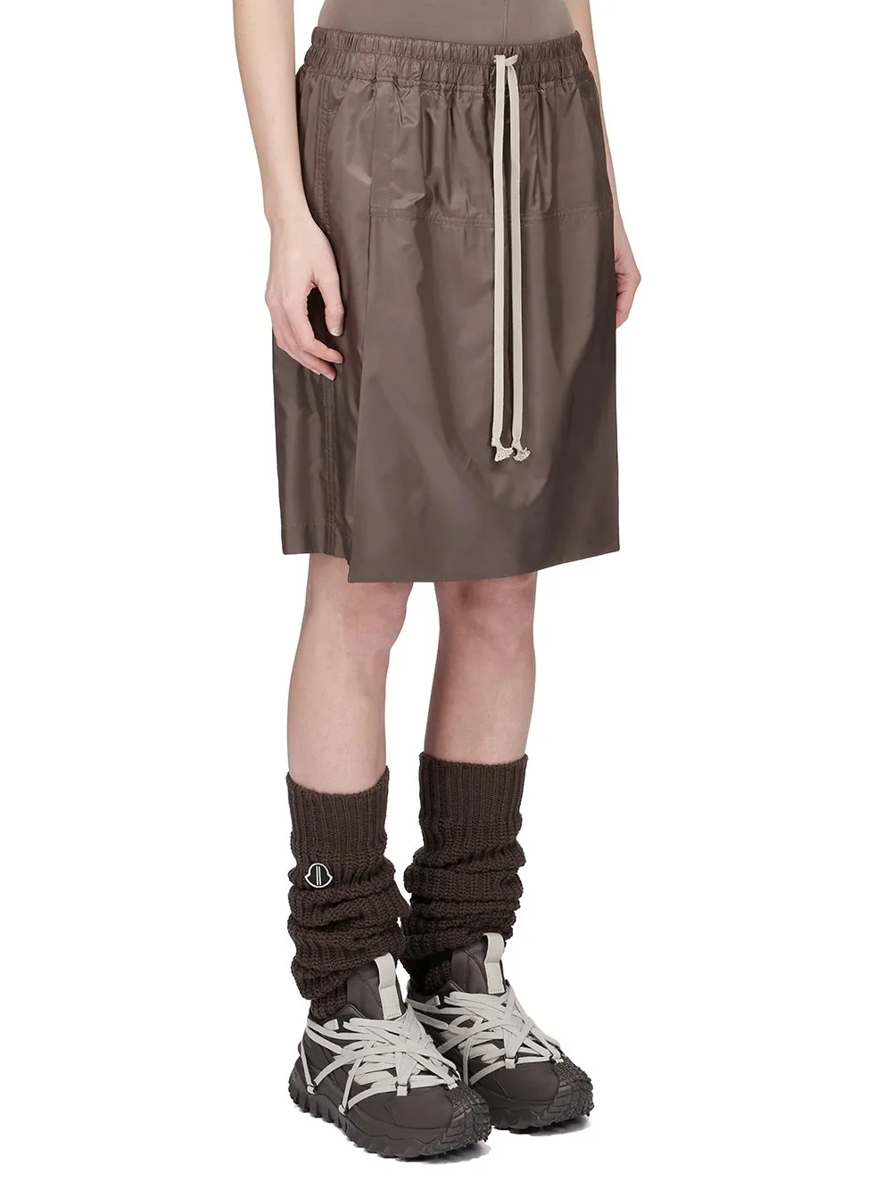 Moncler + Rick Owens Kiltshorts In Dark Dust Recycled Ultra-Lightweight Polyester