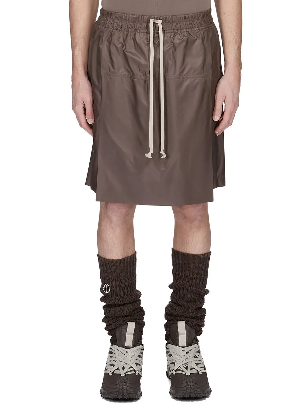 Moncler + Rick Owens Kiltshorts In Dark Dust Recycled Ultra-Lightweight Polyester