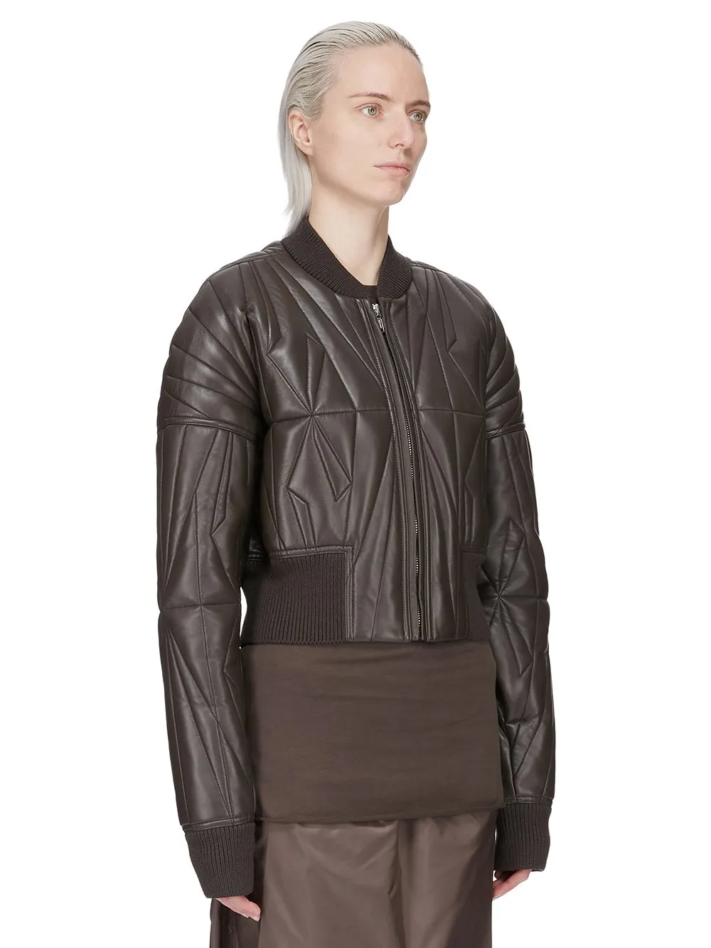 Moncler + Rick Owens Geocamo Cropped Jacket In Dark Dust Nappa Lambskin Leather
