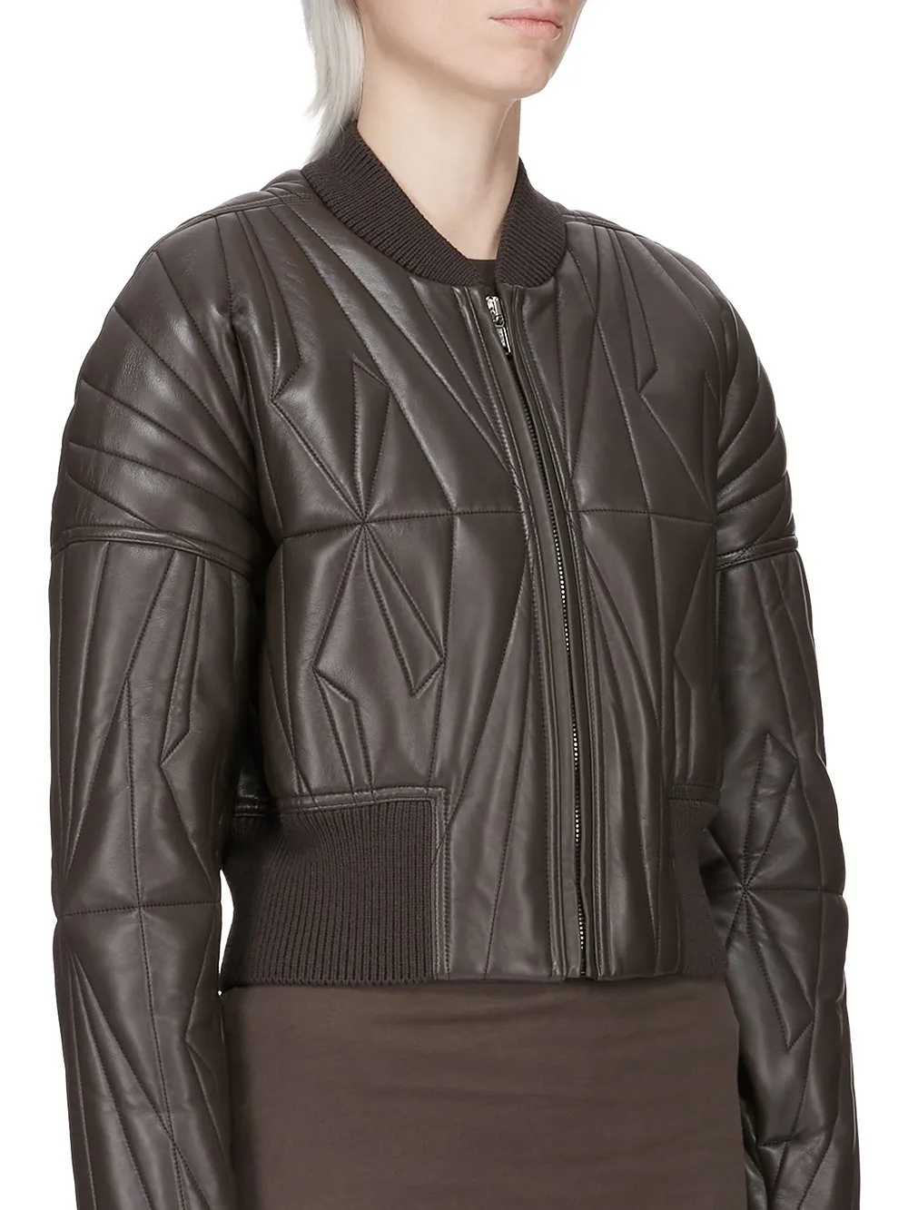 Moncler + Rick Owens Geocamo Cropped Jacket In Dark Dust Nappa Lambskin Leather