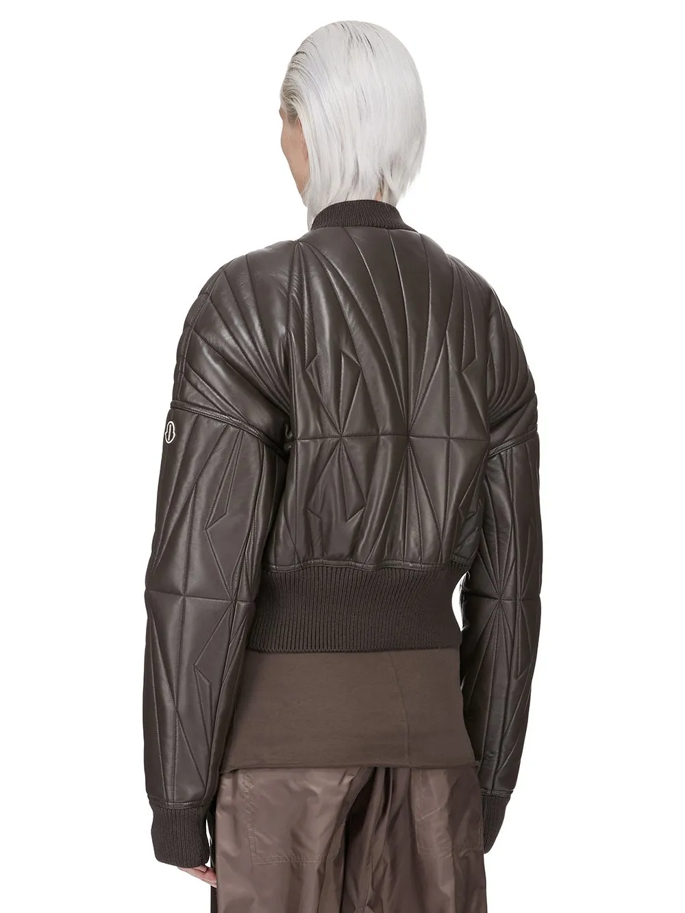 Moncler + Rick Owens Geocamo Cropped Jacket In Dark Dust Nappa Lambskin Leather