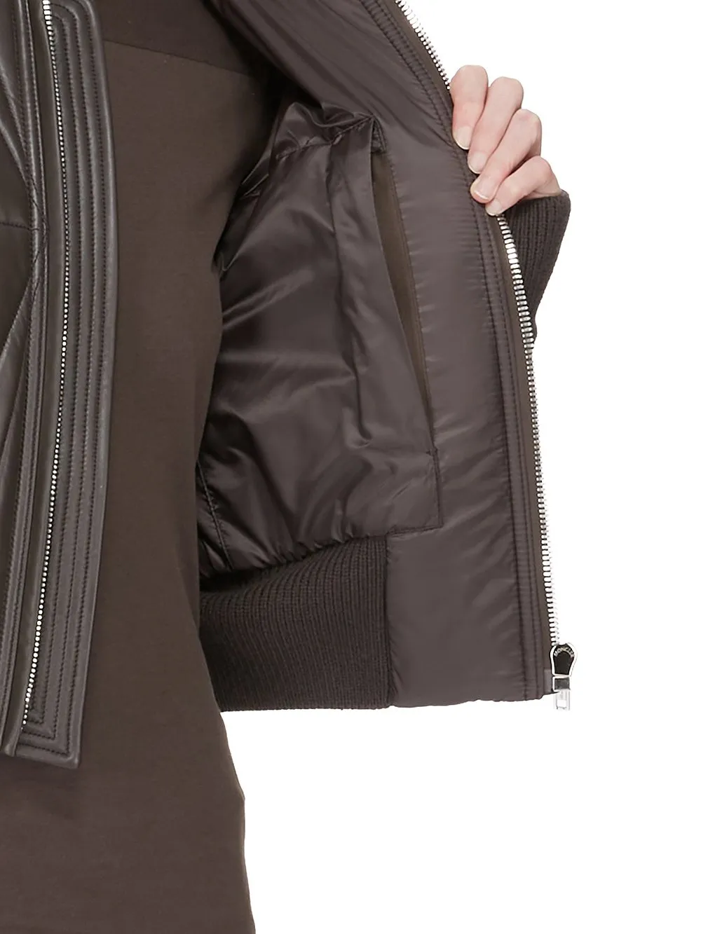 Moncler + Rick Owens Geocamo Cropped Jacket In Dark Dust Nappa Lambskin Leather