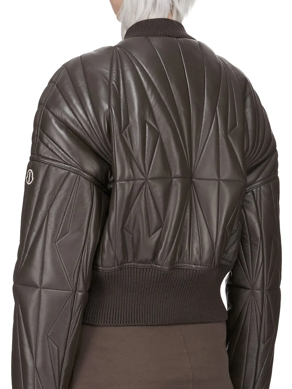 Moncler + Rick Owens Geocamo Cropped Jacket In Dark Dust Nappa Lambskin Leather