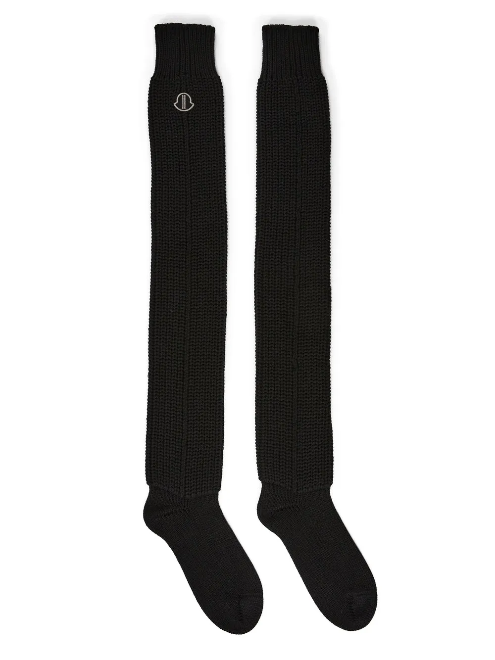 Moncler + Rick Owens Hiking Socks In Black Mediumweight Ribbed Cotton
