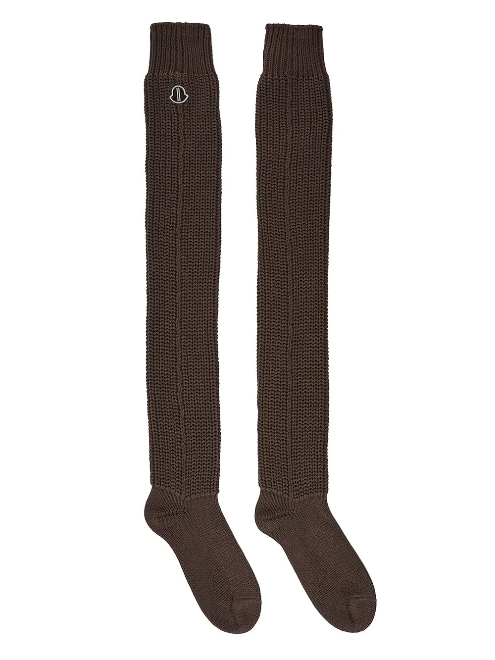 Moncler + Rick Owens Hiking Socks In Dark Dust Mediumweight Ribbed Cotton
