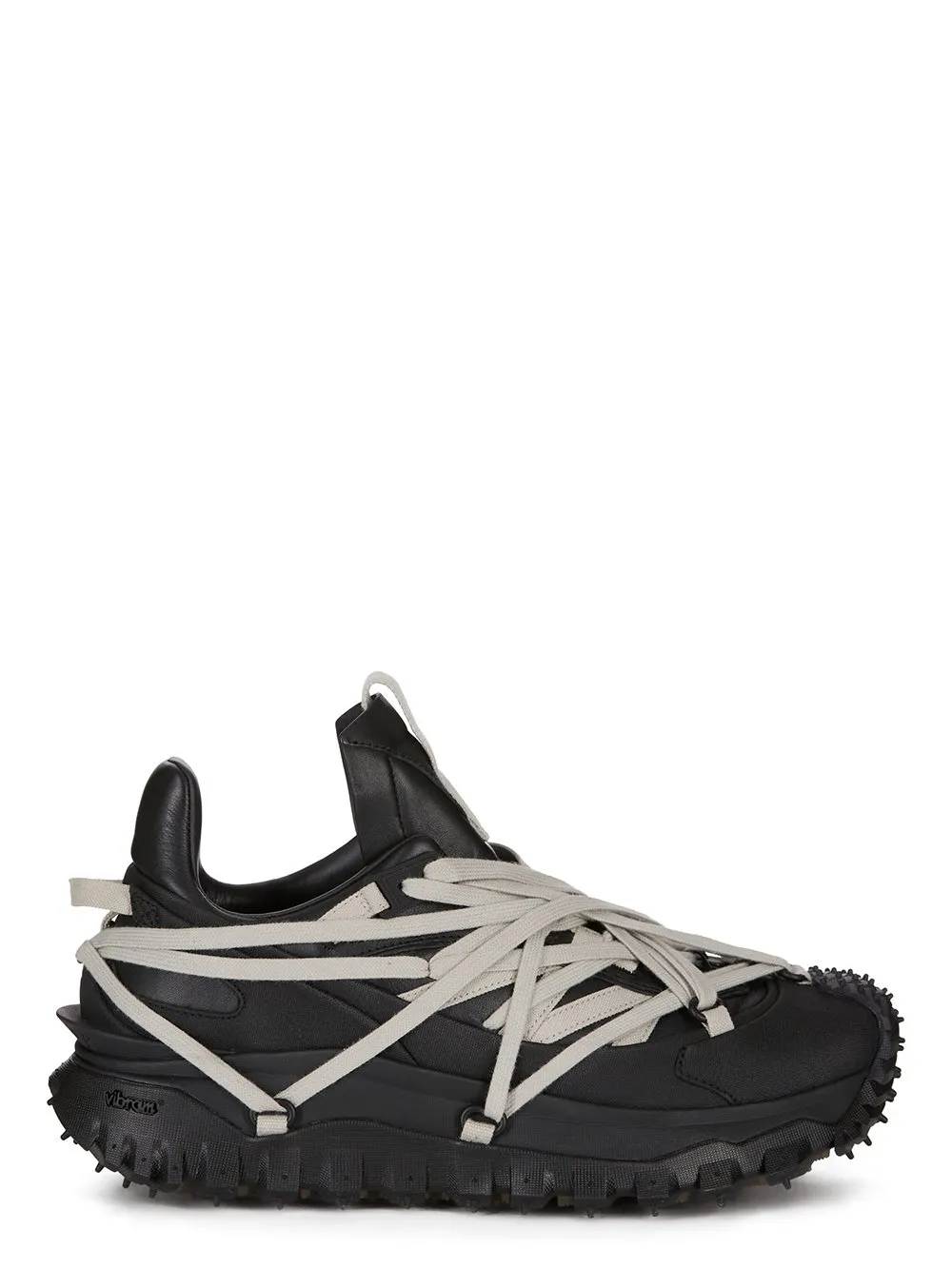 Moncler + Rick Owens Trailgrip Megalace® In Black Mediumweight Full Grain Calf Leather
