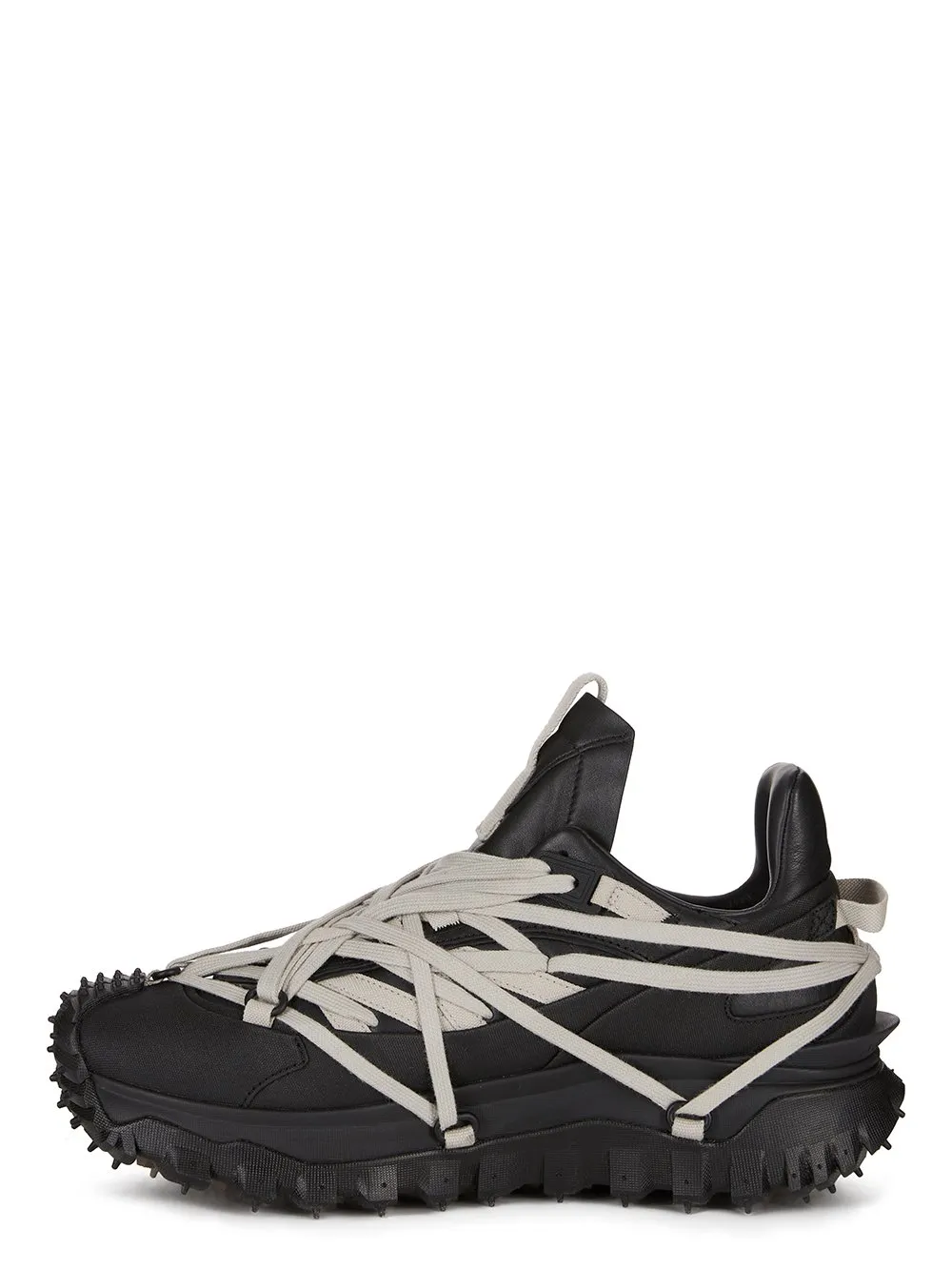 Moncler + Rick Owens Trailgrip Megalace® In Black Mediumweight Full Grain Calf Leather