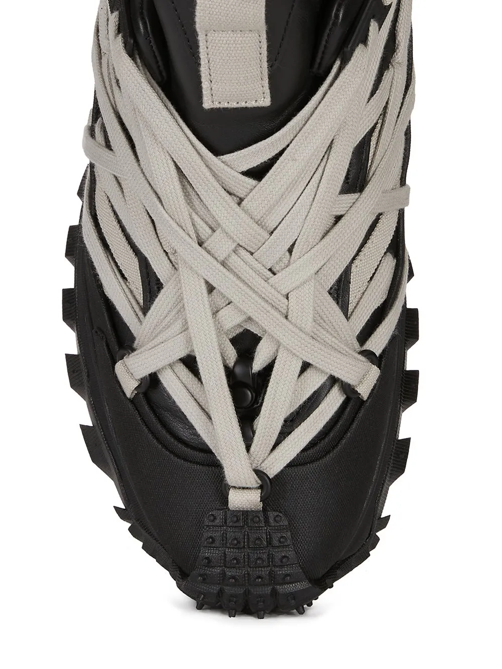 Moncler + Rick Owens Trailgrip Megalace® In Black Mediumweight Full Grain Calf Leather