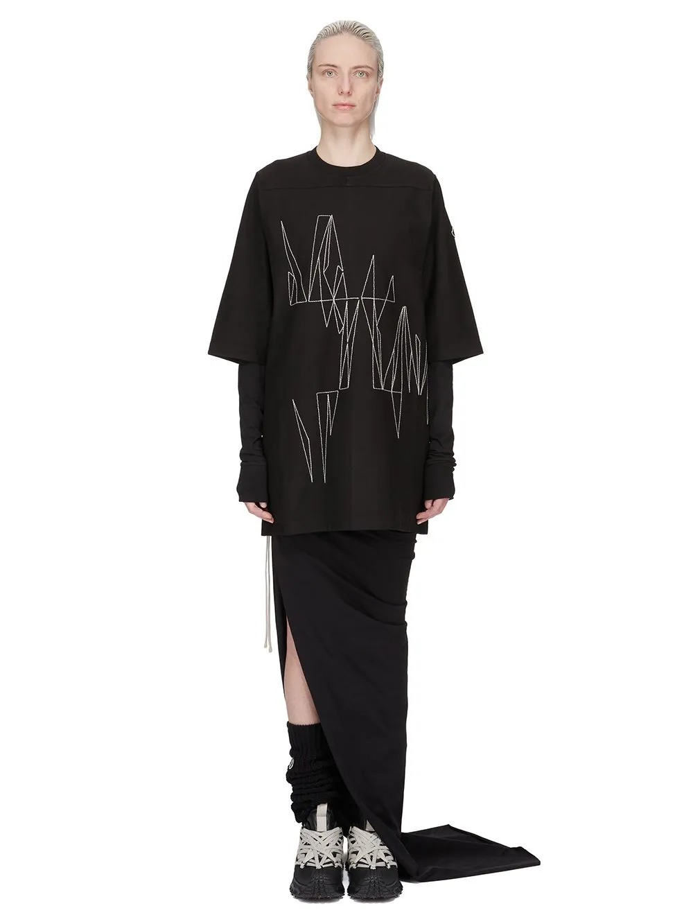 Moncler + Rick Owens Jumbo Ss T In Black Heavy Cotton Jersey