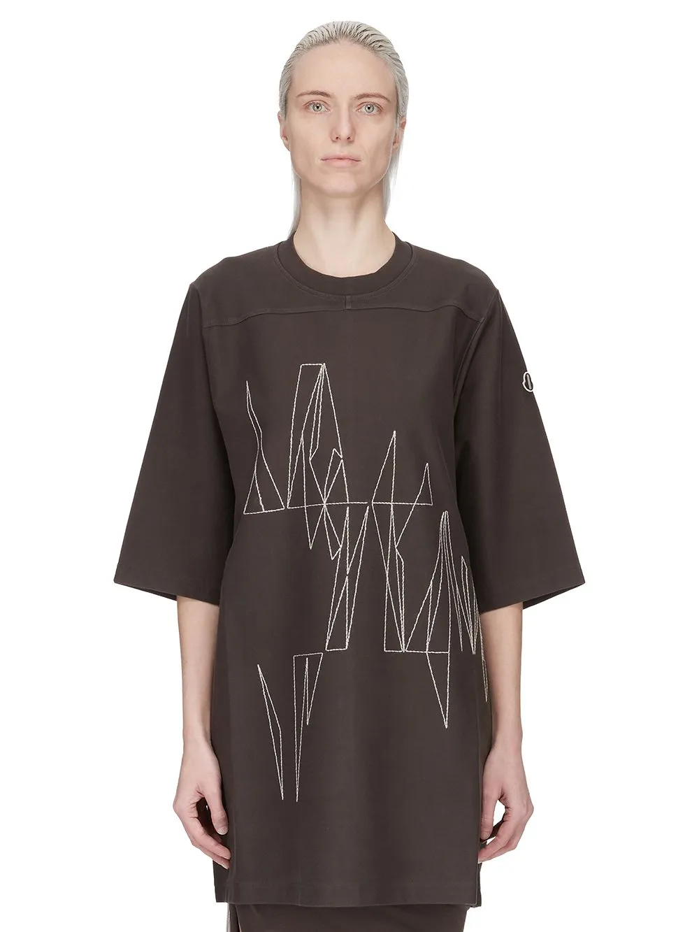 Moncler + Rick Owens Jumbo Ss T In Dark Dust Heavy Cotton Jersey