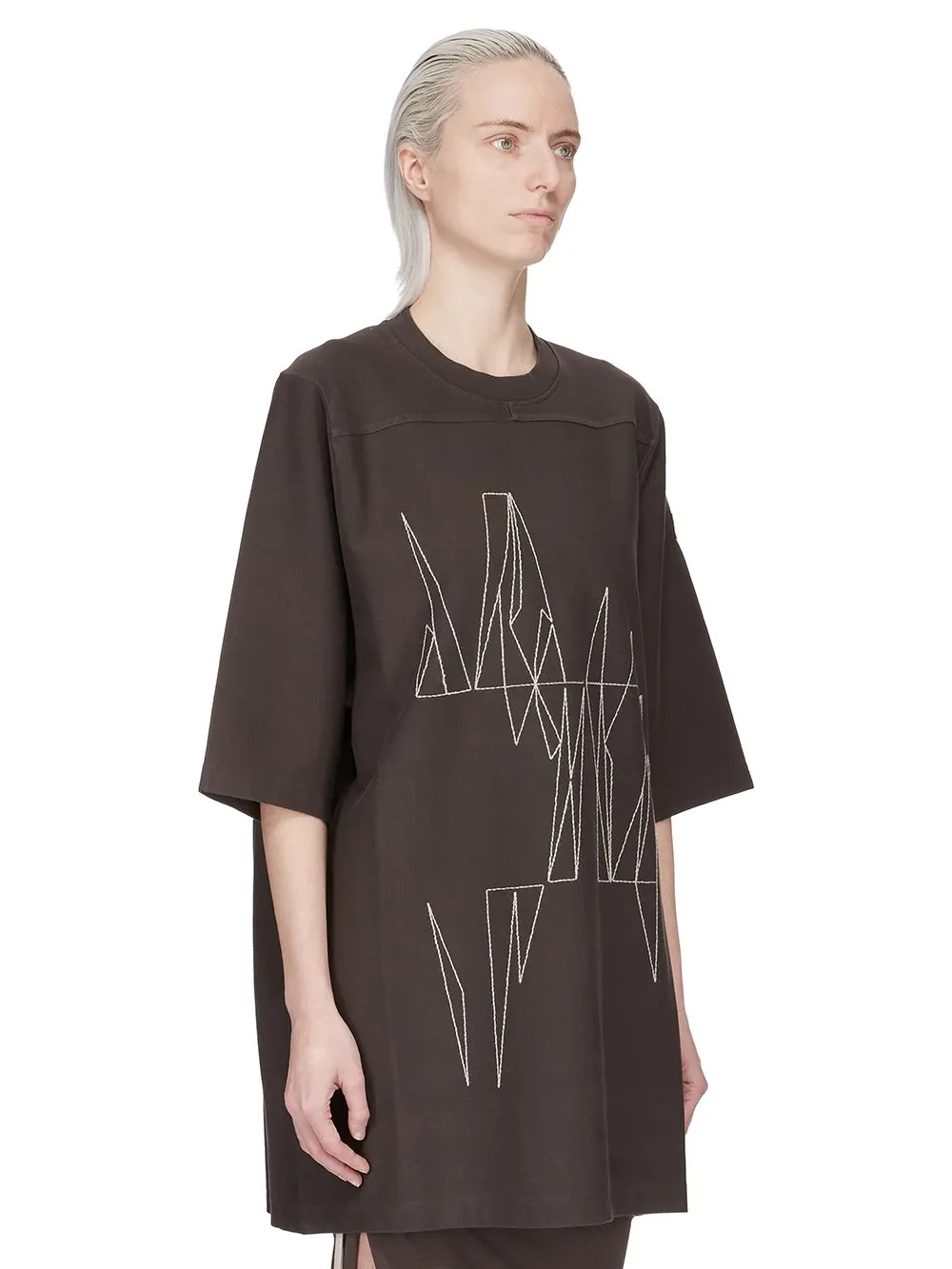 Moncler + Rick Owens Jumbo Ss T In Dark Dust Heavy Cotton Jersey