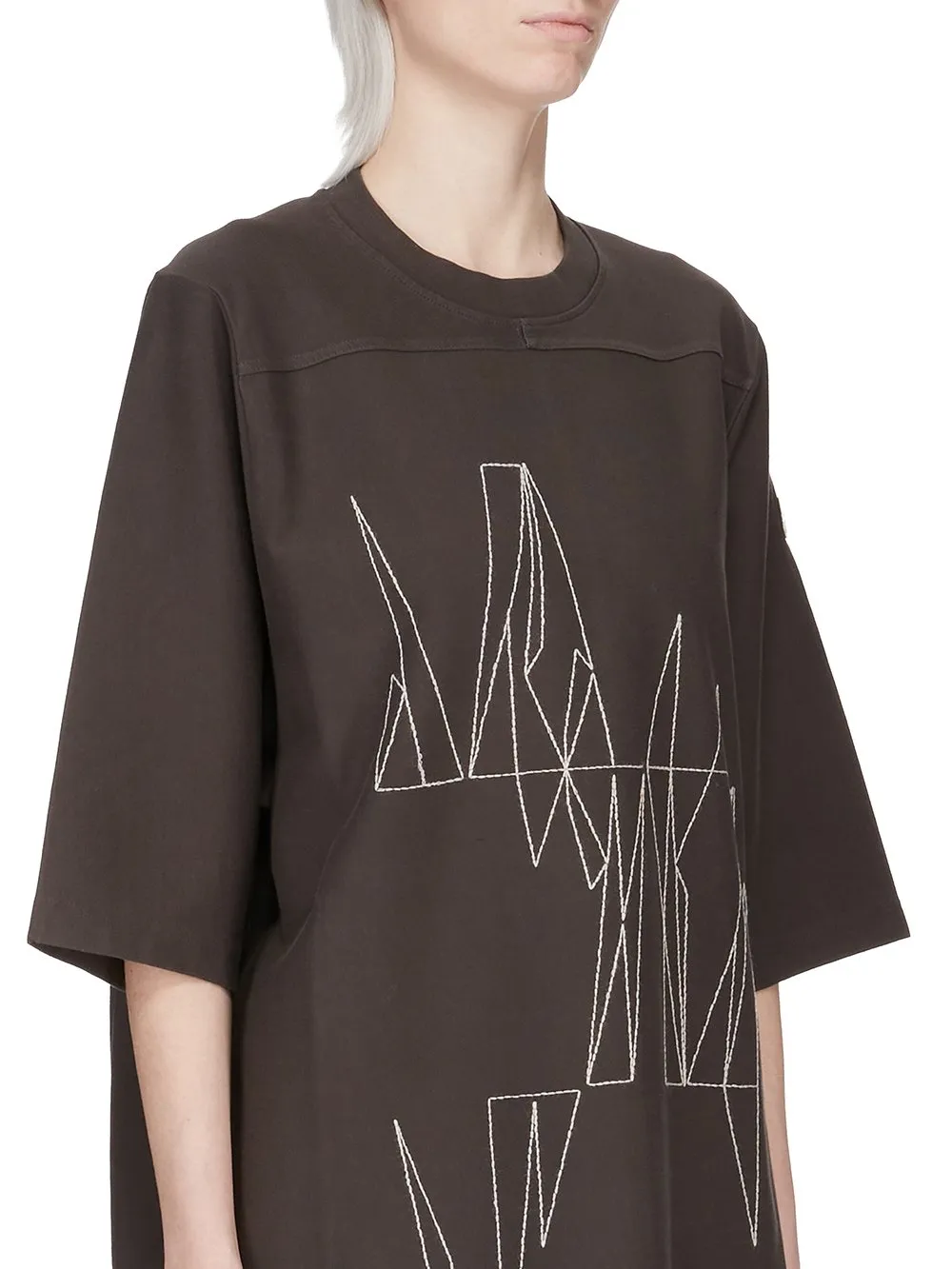 Moncler + Rick Owens Jumbo Ss T In Dark Dust Heavy Cotton Jersey