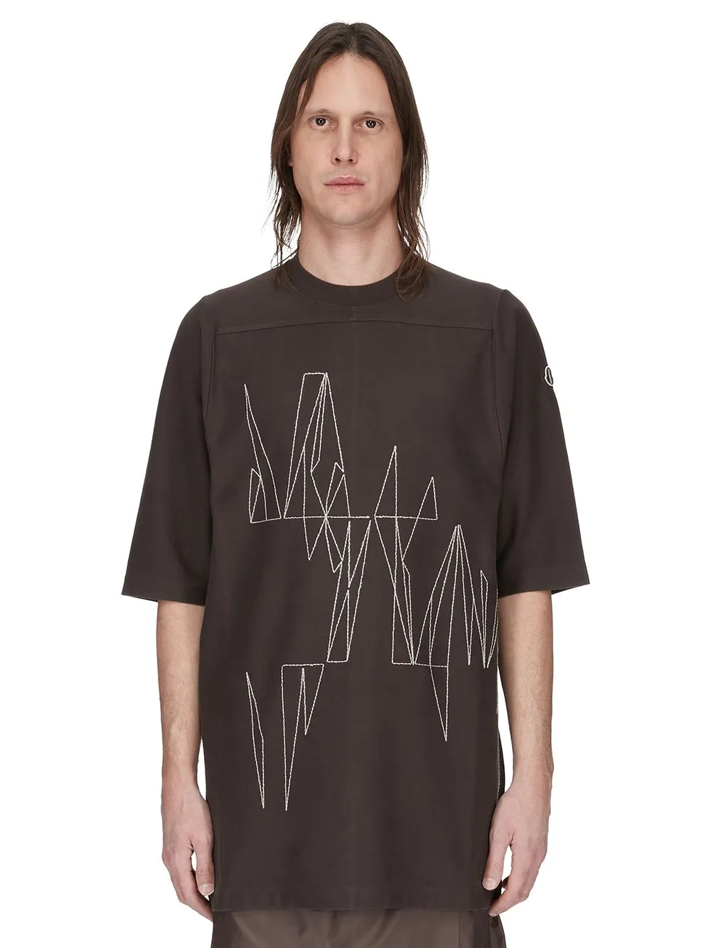 Moncler + Rick Owens Jumbo Ss T In Dark Dust Heavy Cotton Jersey