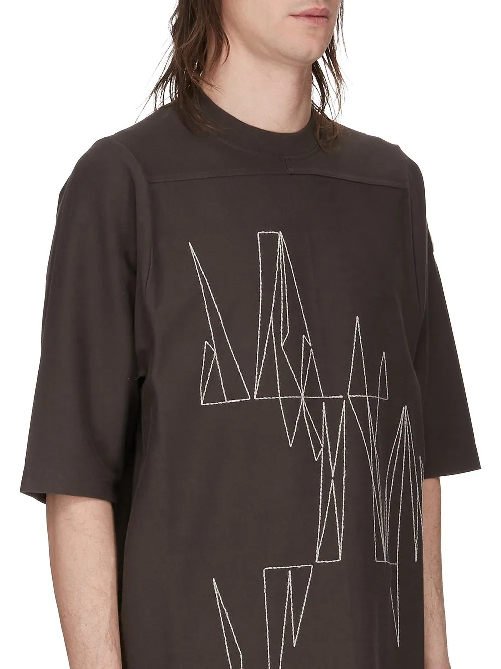 Moncler + Rick Owens Jumbo Ss T In Dark Dust Heavy Cotton Jersey