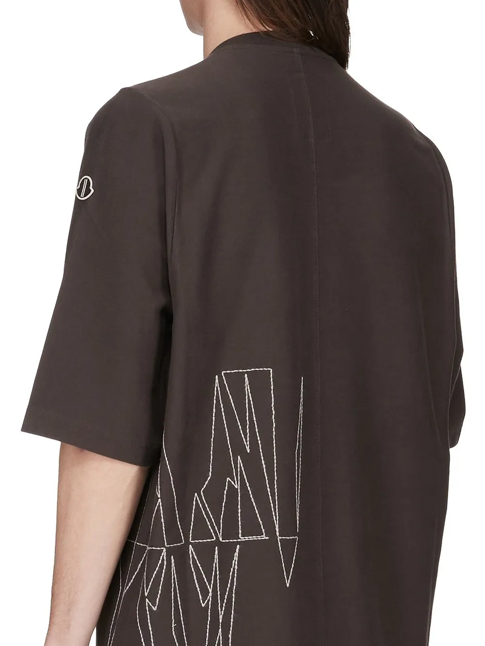 Moncler + Rick Owens Jumbo Ss T In Dark Dust Heavy Cotton Jersey