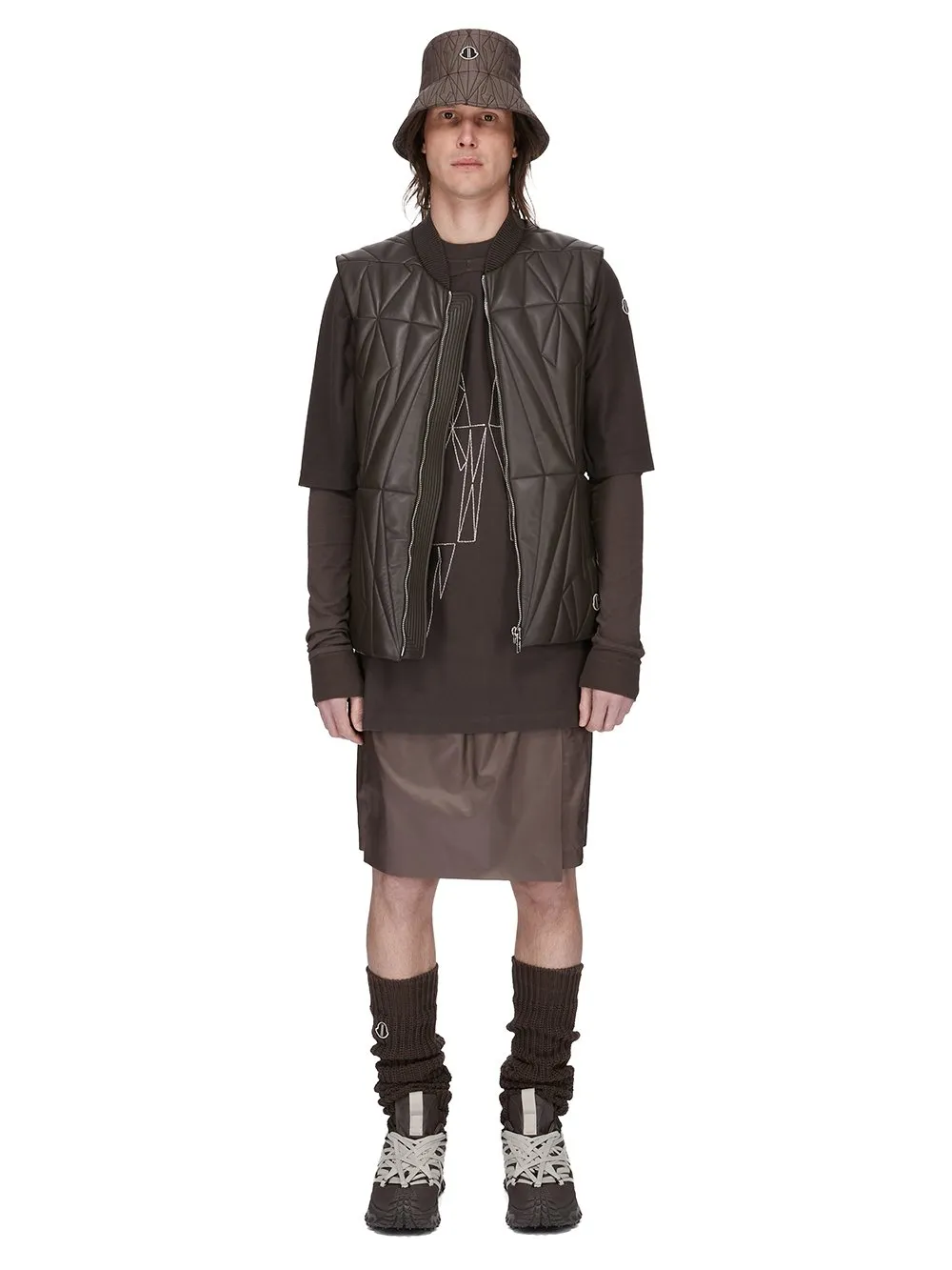 Moncler + Rick Owens Jumbo Ss T In Dark Dust Heavy Cotton Jersey