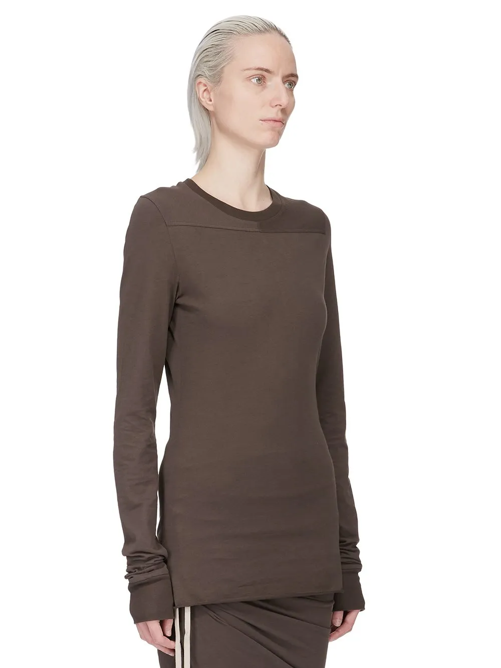 Moncler + Rick Owens Girder Ls T In Dark Dust Mediumweight Cotton Jersey