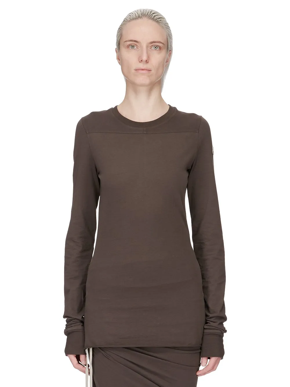 Moncler + Rick Owens Girder Ls T In Dark Dust Mediumweight Cotton Jersey
