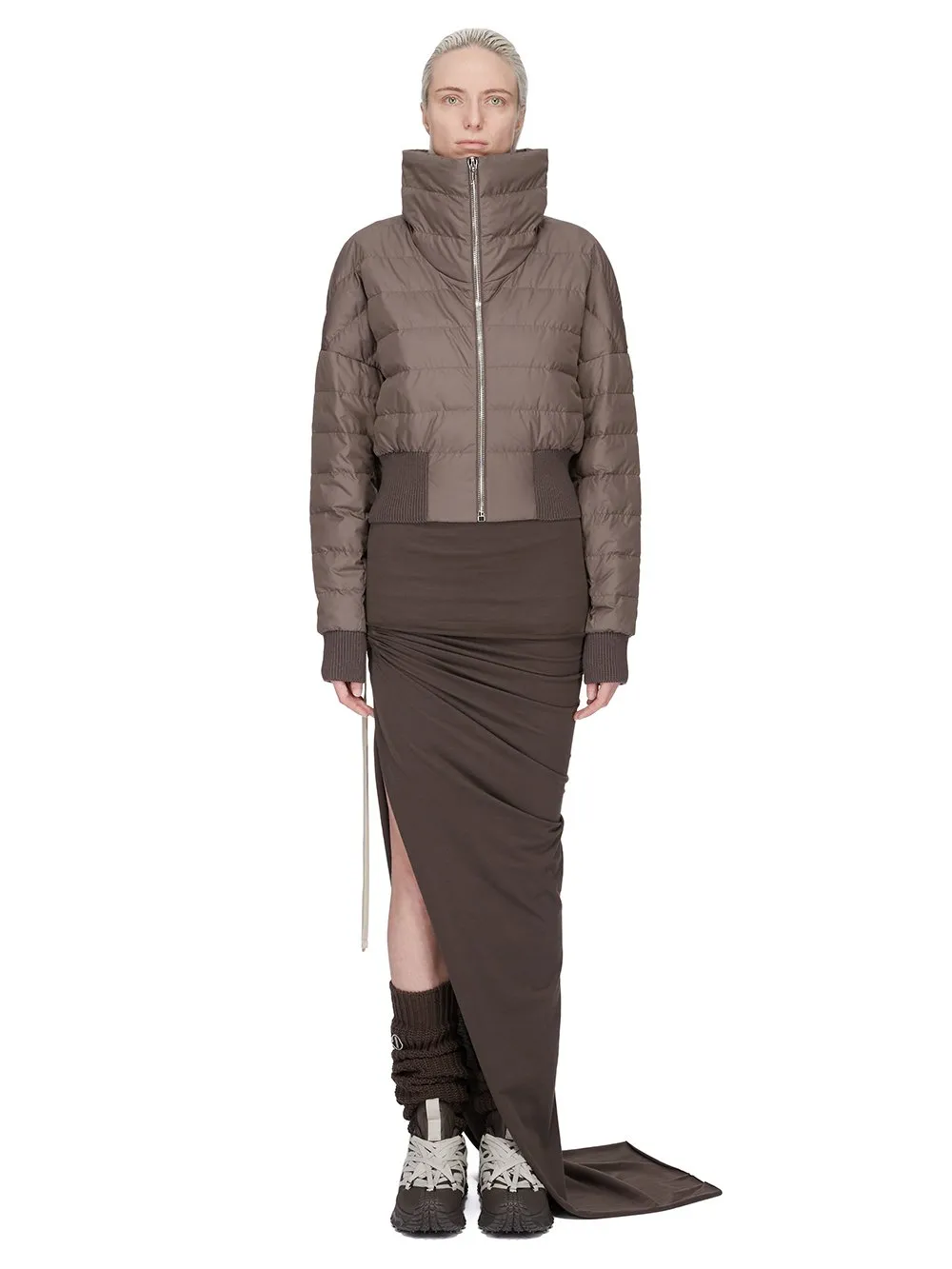Moncler + Rick Owens Girder Ls T In Dark Dust Mediumweight Cotton Jersey