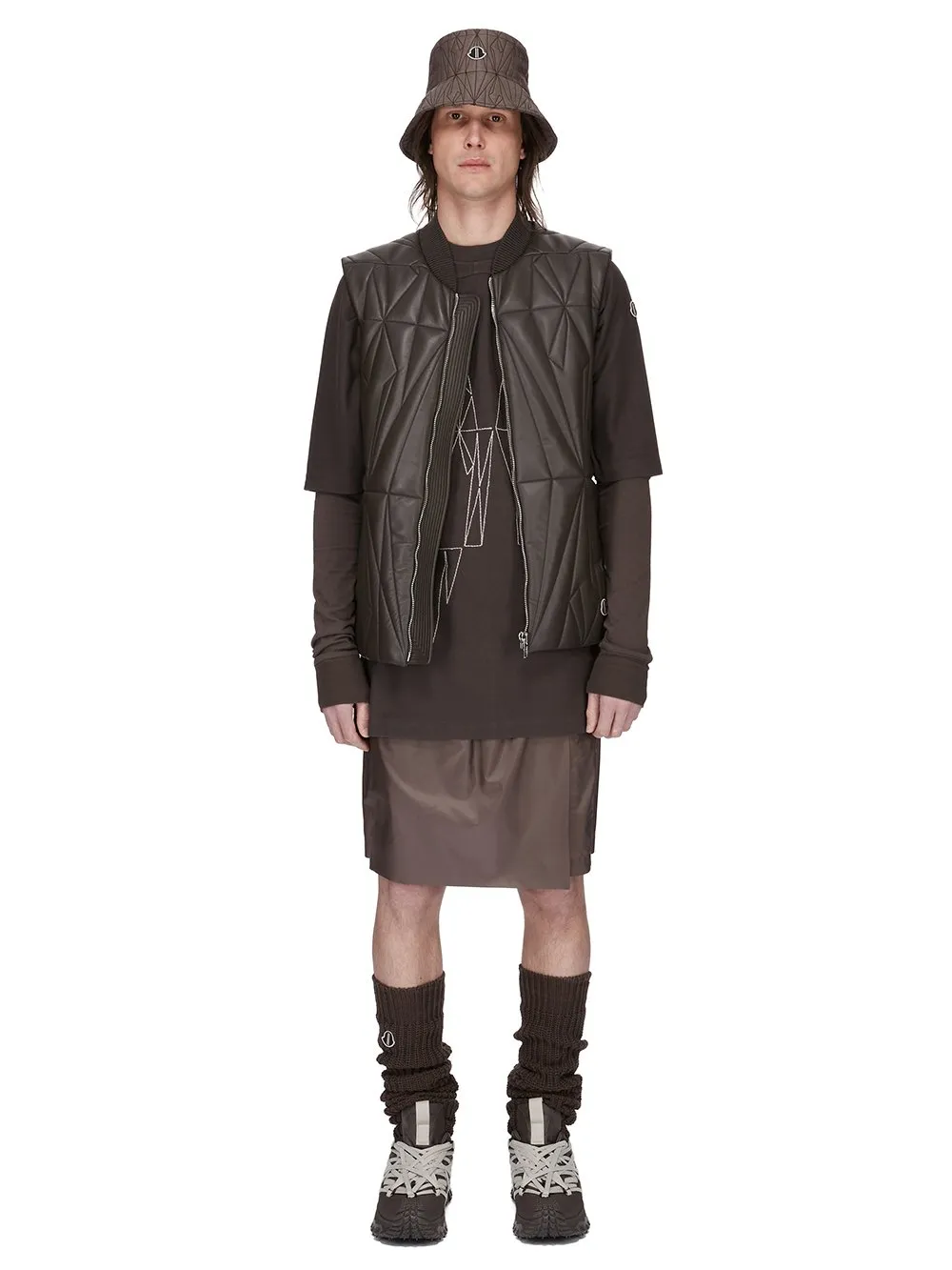 Moncler + Rick Owens Girder Ls T In Dark Dust Mediumweight Cotton Jersey