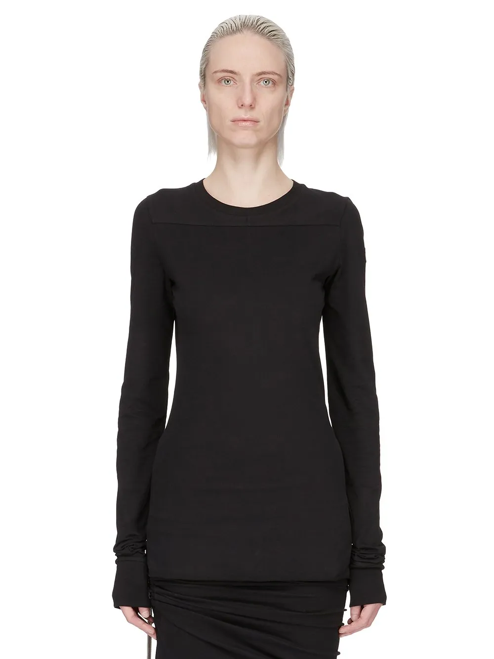 Moncler + Rick Owens Girder Ls T In Black Mediumweight Cotton Jersey