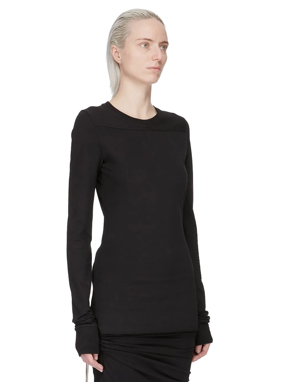 Moncler + Rick Owens Girder Ls T In Black Mediumweight Cotton Jersey