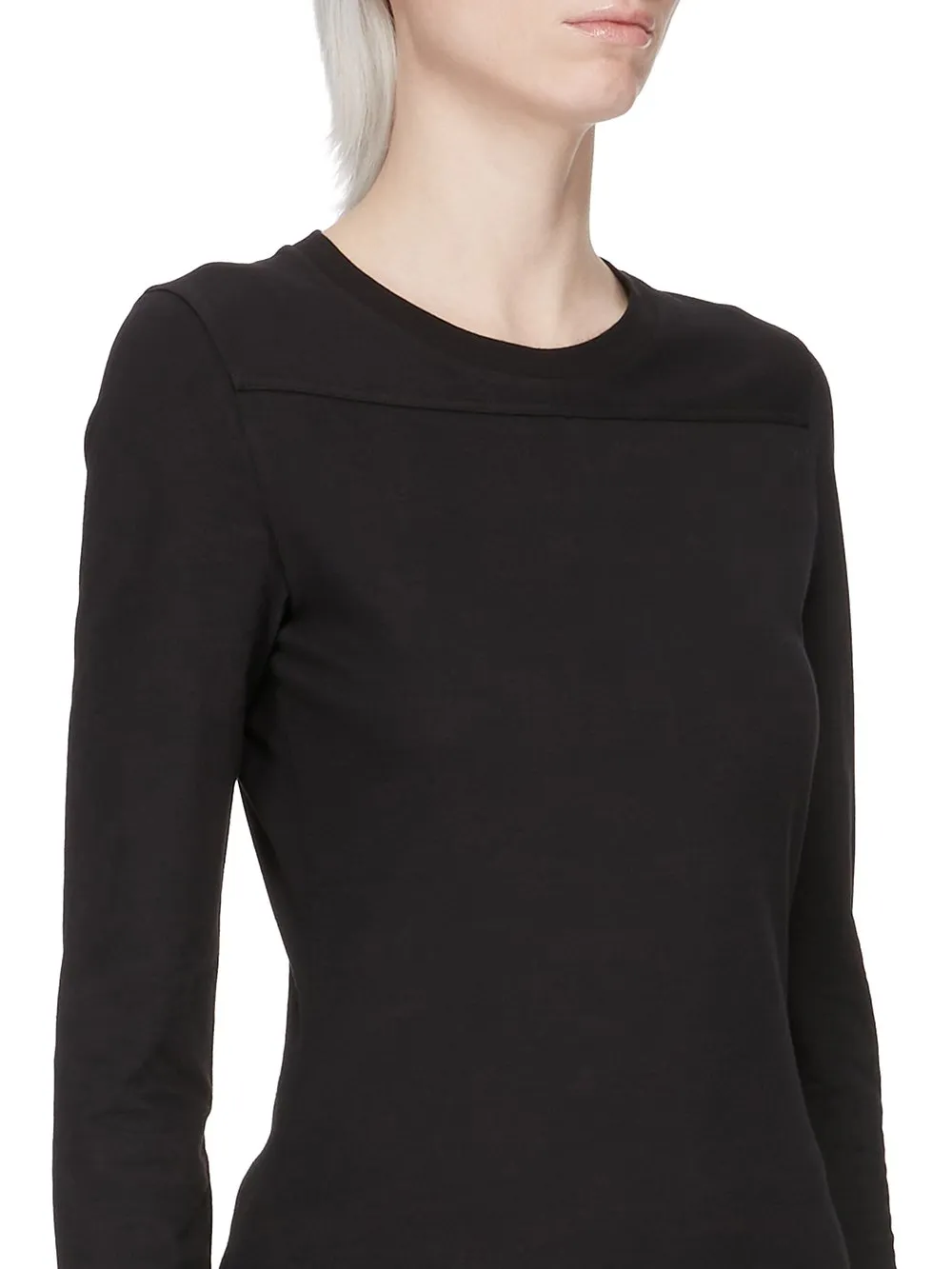 Moncler + Rick Owens Girder Ls T In Black Mediumweight Cotton Jersey