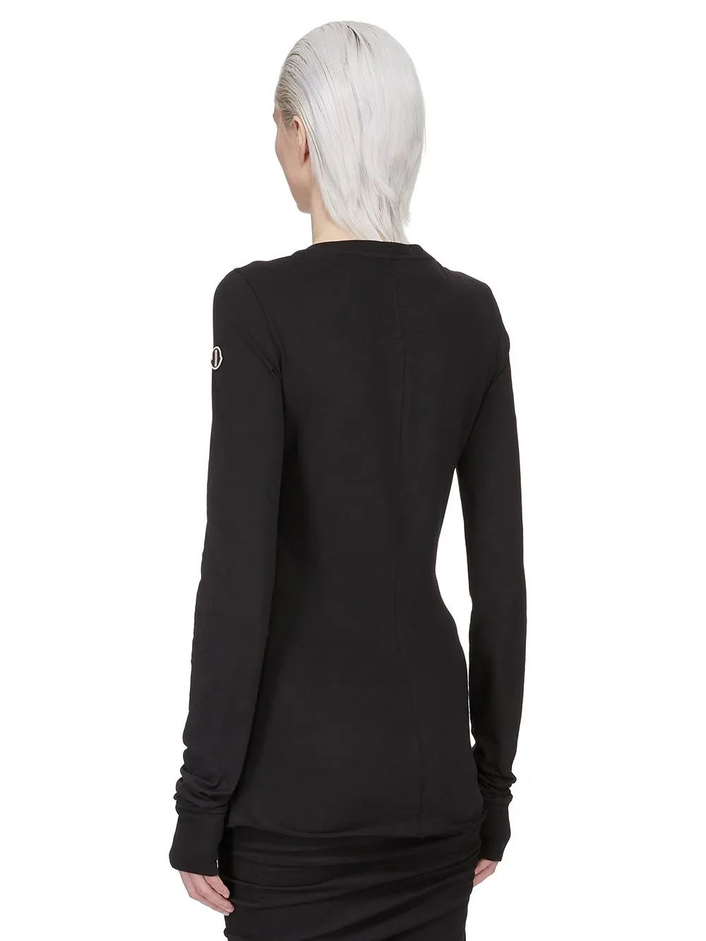 Moncler + Rick Owens Girder Ls T In Black Mediumweight Cotton Jersey