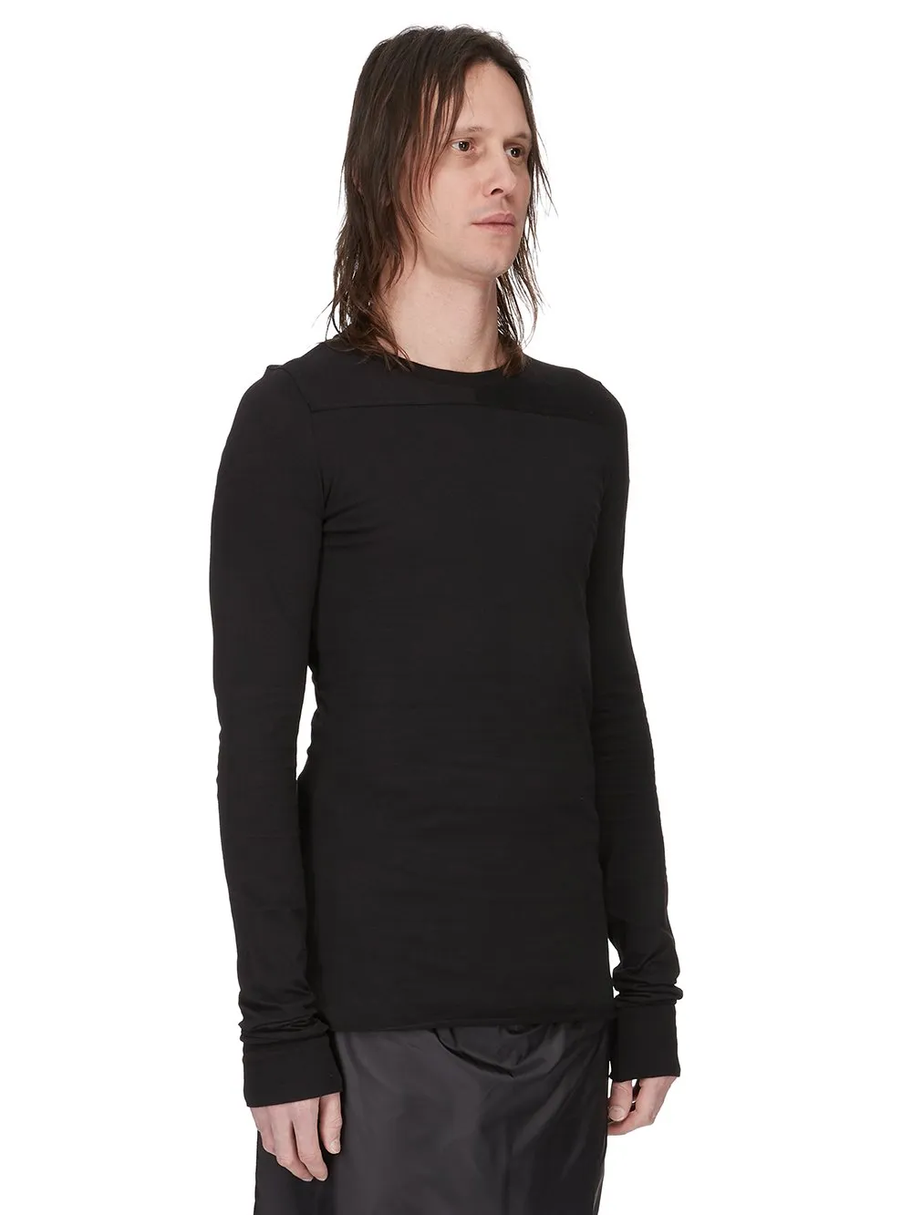 Moncler + Rick Owens Girder Ls T In Black Mediumweight Cotton Jersey