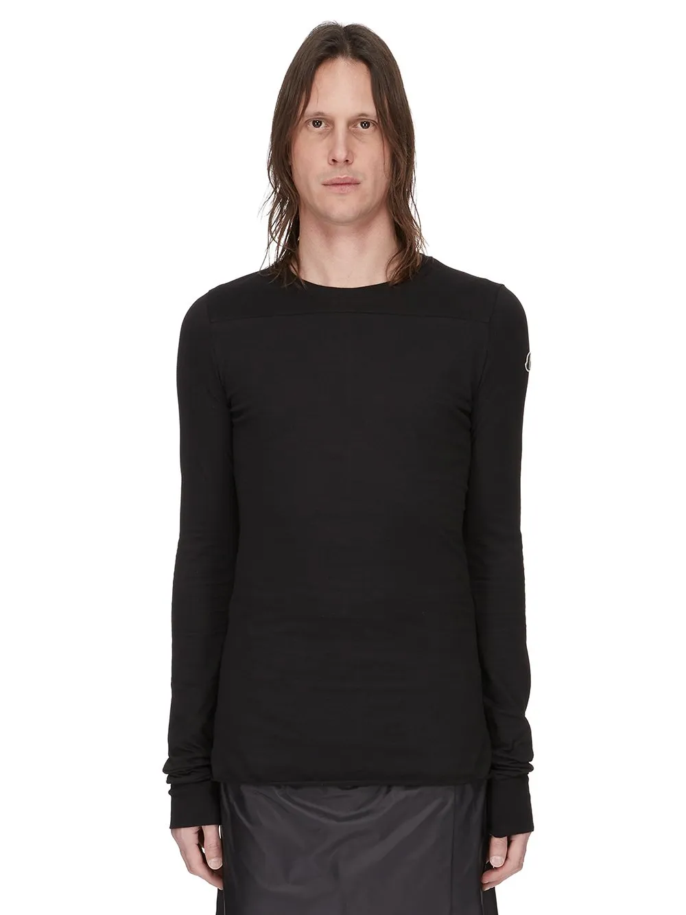 Moncler + Rick Owens Girder Ls T In Black Mediumweight Cotton Jersey