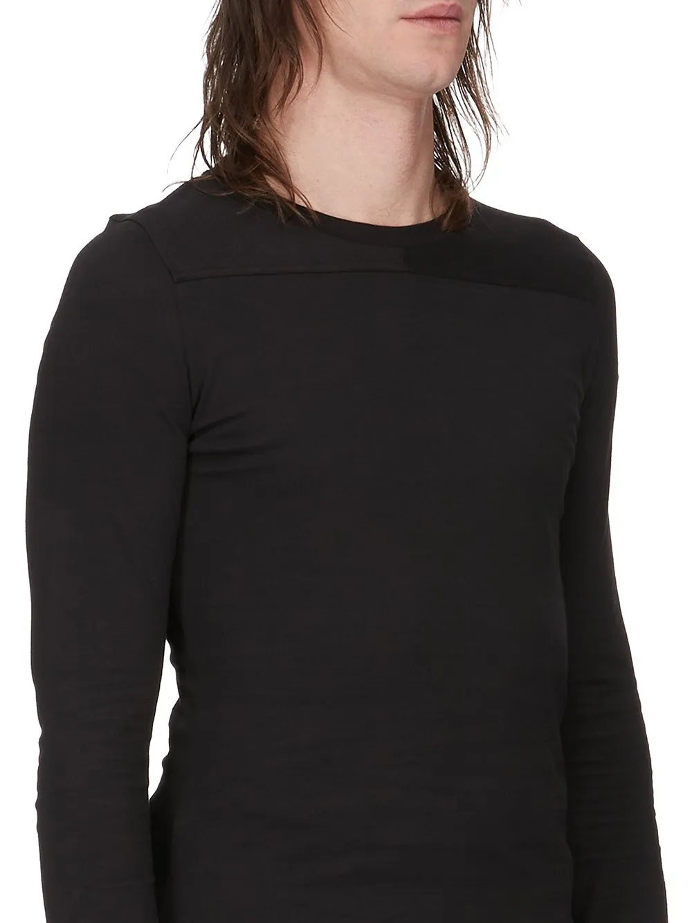 Moncler + Rick Owens Girder Ls T In Black Mediumweight Cotton Jersey