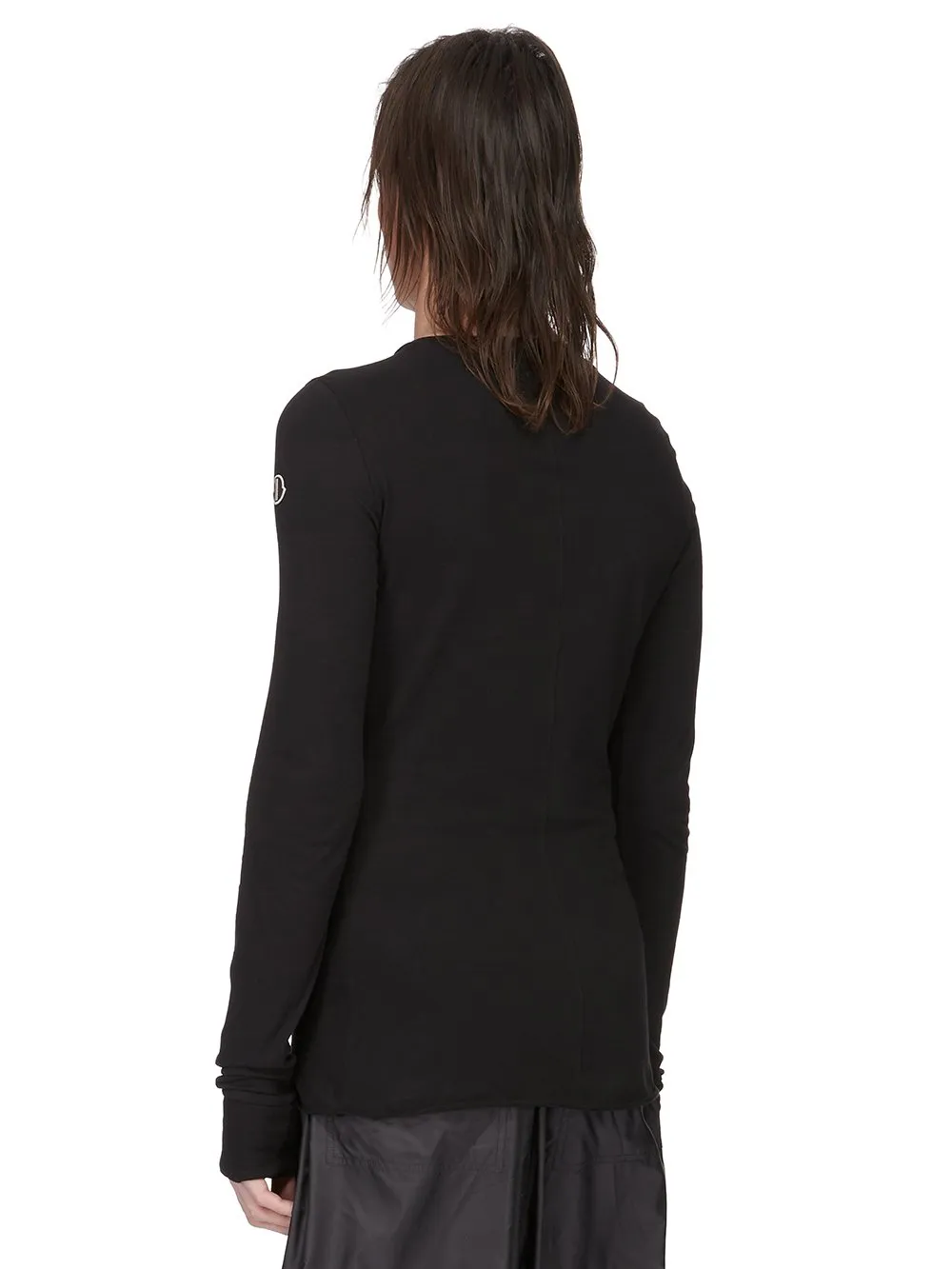 Moncler + Rick Owens Girder Ls T In Black Mediumweight Cotton Jersey