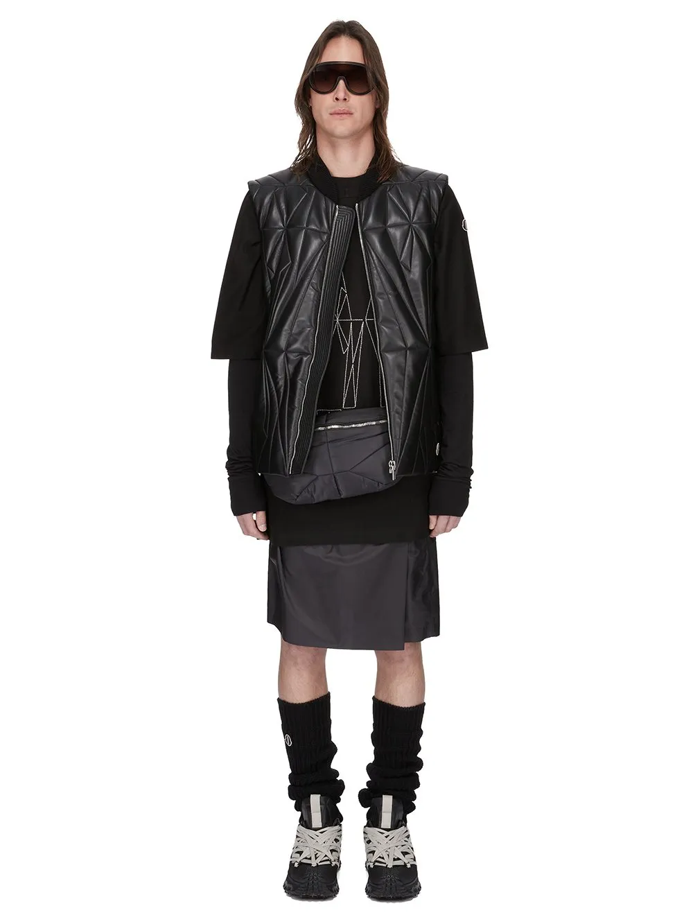 Moncler + Rick Owens Girder Ls T In Black Mediumweight Cotton Jersey