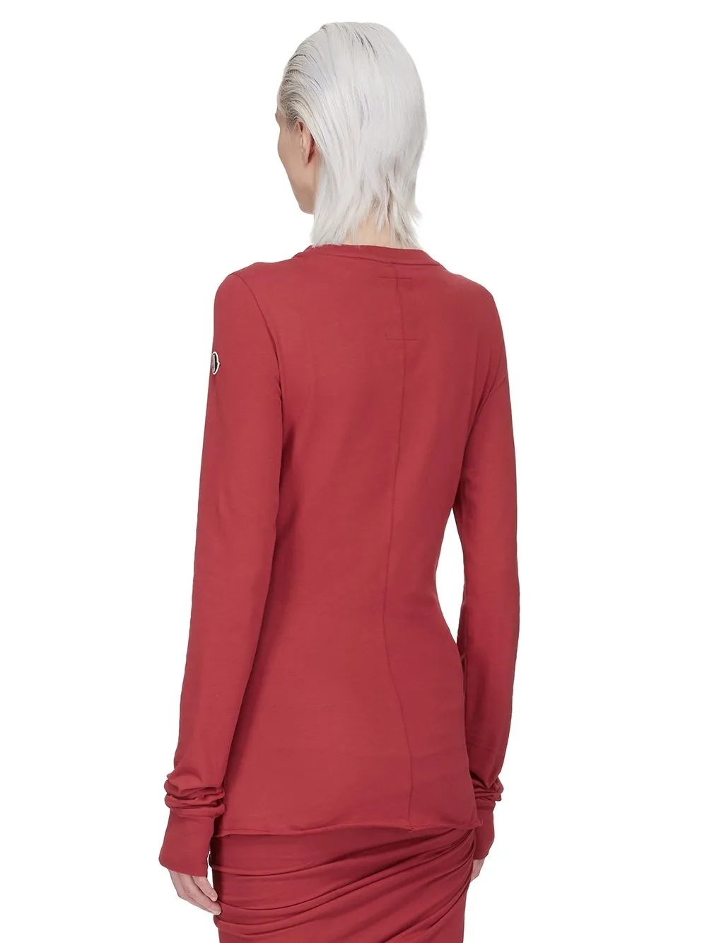 Moncler + Rick Owens Girder Ls T In Carnelian Mediumweight Cotton Jersey