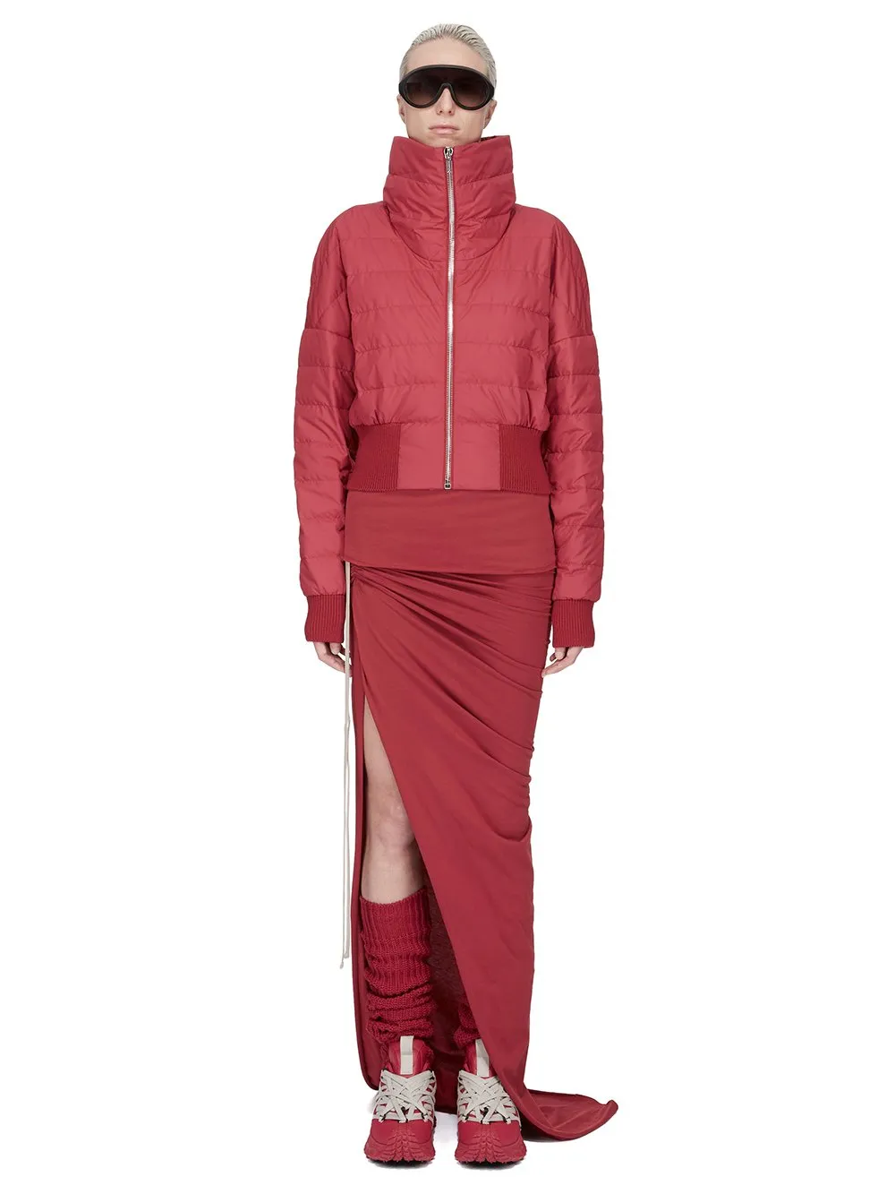 Moncler + Rick Owens Girder Ls T In Carnelian Mediumweight Cotton Jersey