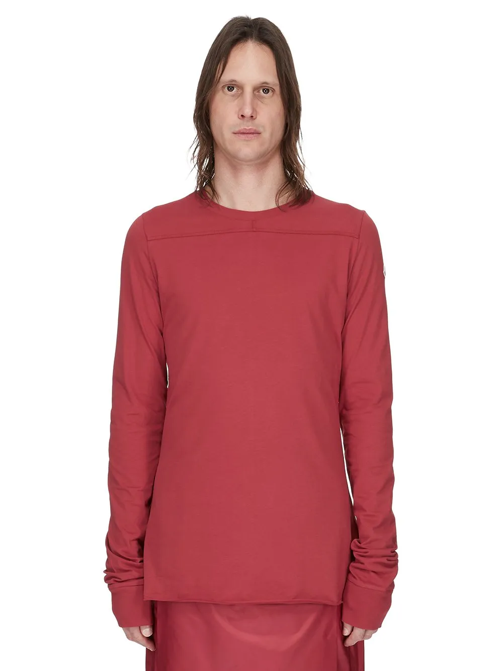 Moncler + Rick Owens Girder Ls T In Carnelian Mediumweight Cotton Jersey
