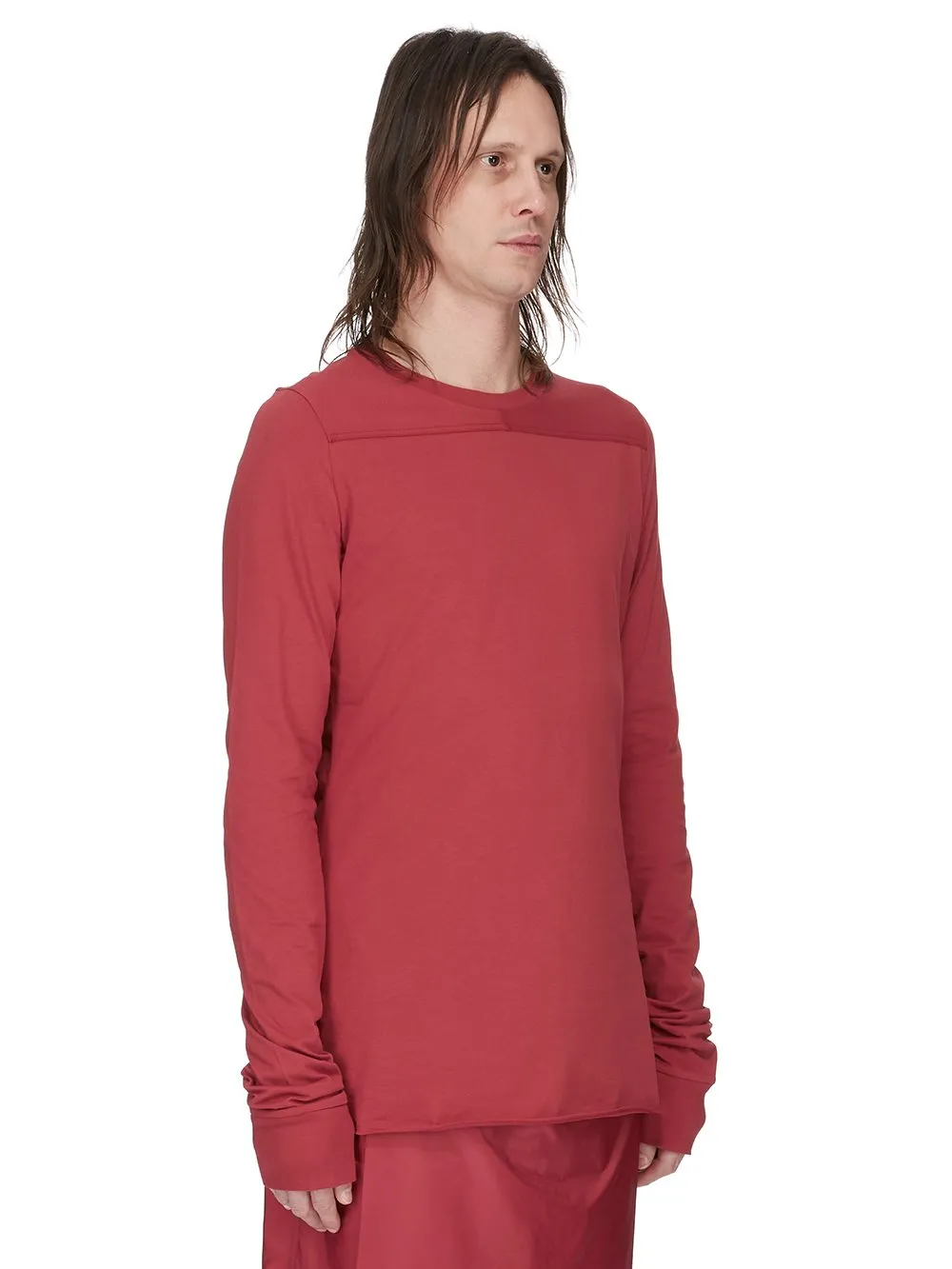 Moncler + Rick Owens Girder Ls T In Carnelian Mediumweight Cotton Jersey