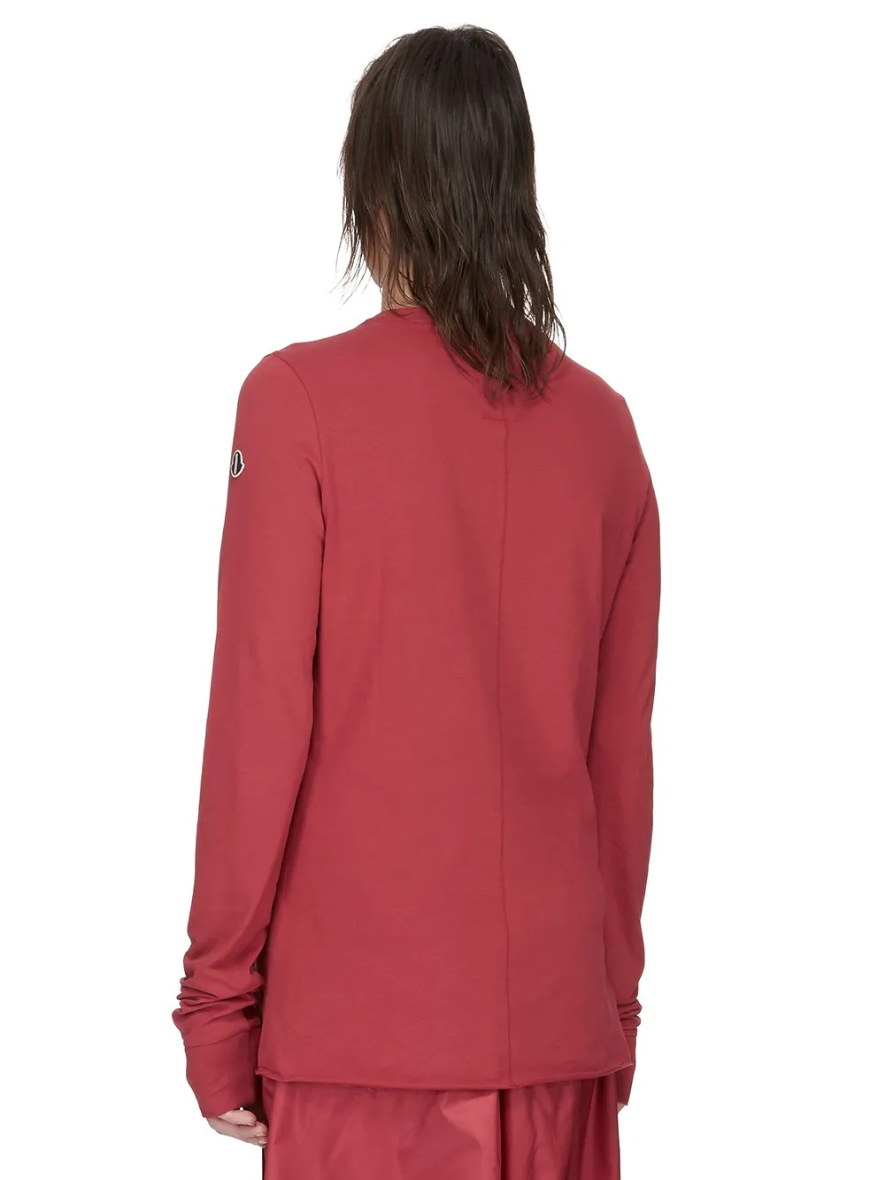 Moncler + Rick Owens Girder Ls T In Carnelian Mediumweight Cotton Jersey