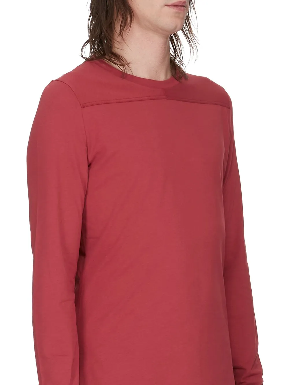 Moncler + Rick Owens Girder Ls T In Carnelian Mediumweight Cotton Jersey