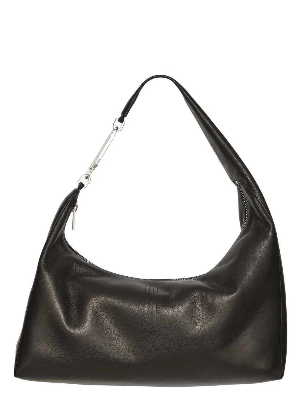 Rick Owens Temple Cropped Gemini Bag In Black Grainy Cow Leather