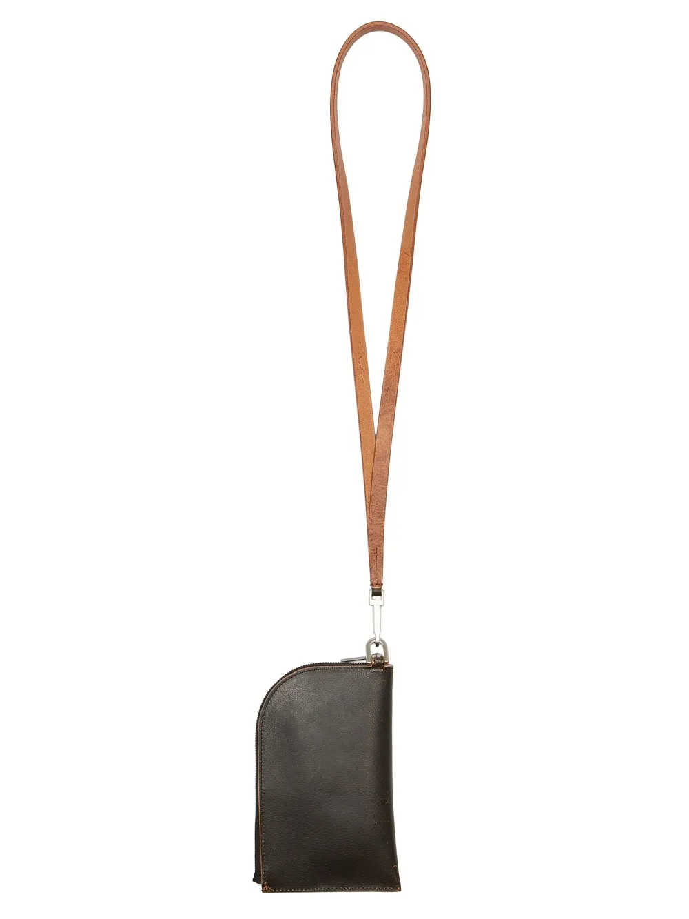 Rick Owens Concordians Neckwallet In Black Groppone Cow Leather