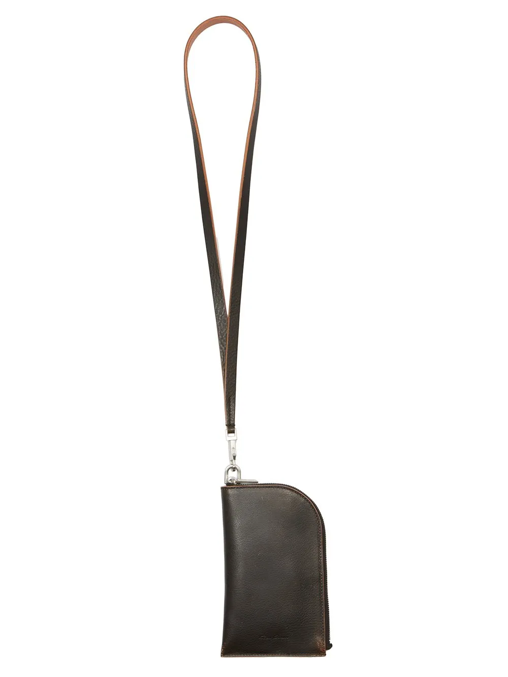 Rick Owens Concordians Neckwallet In Black Groppone Cow Leather