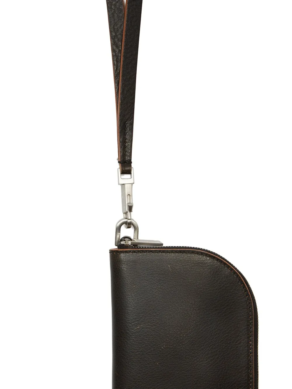 Rick Owens Concordians Neckwallet In Black Groppone Cow Leather