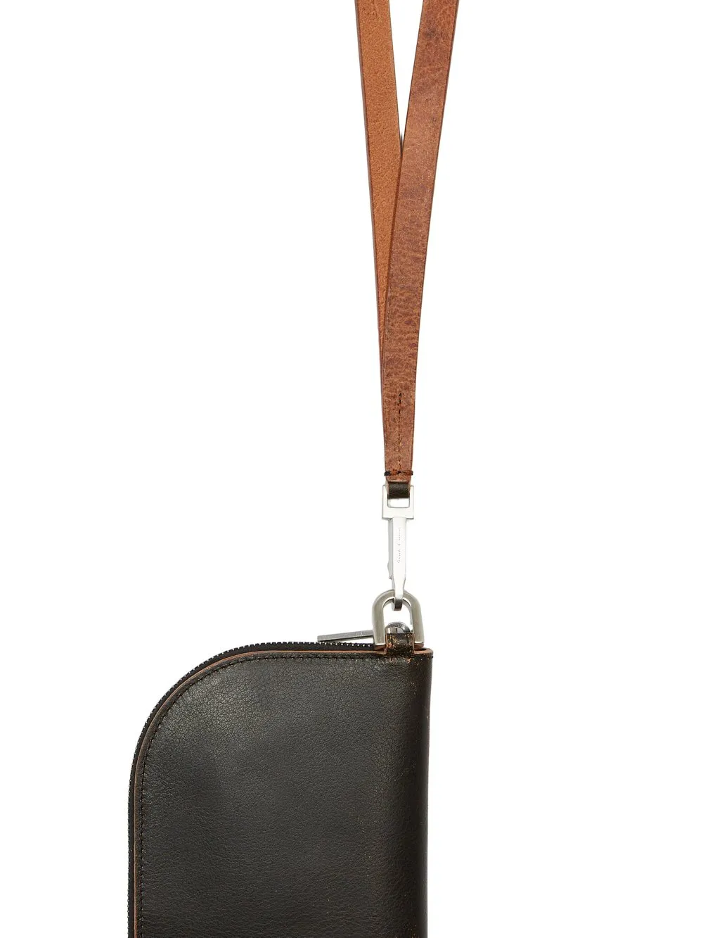 Rick Owens Concordians Neckwallet In Black Groppone Cow Leather