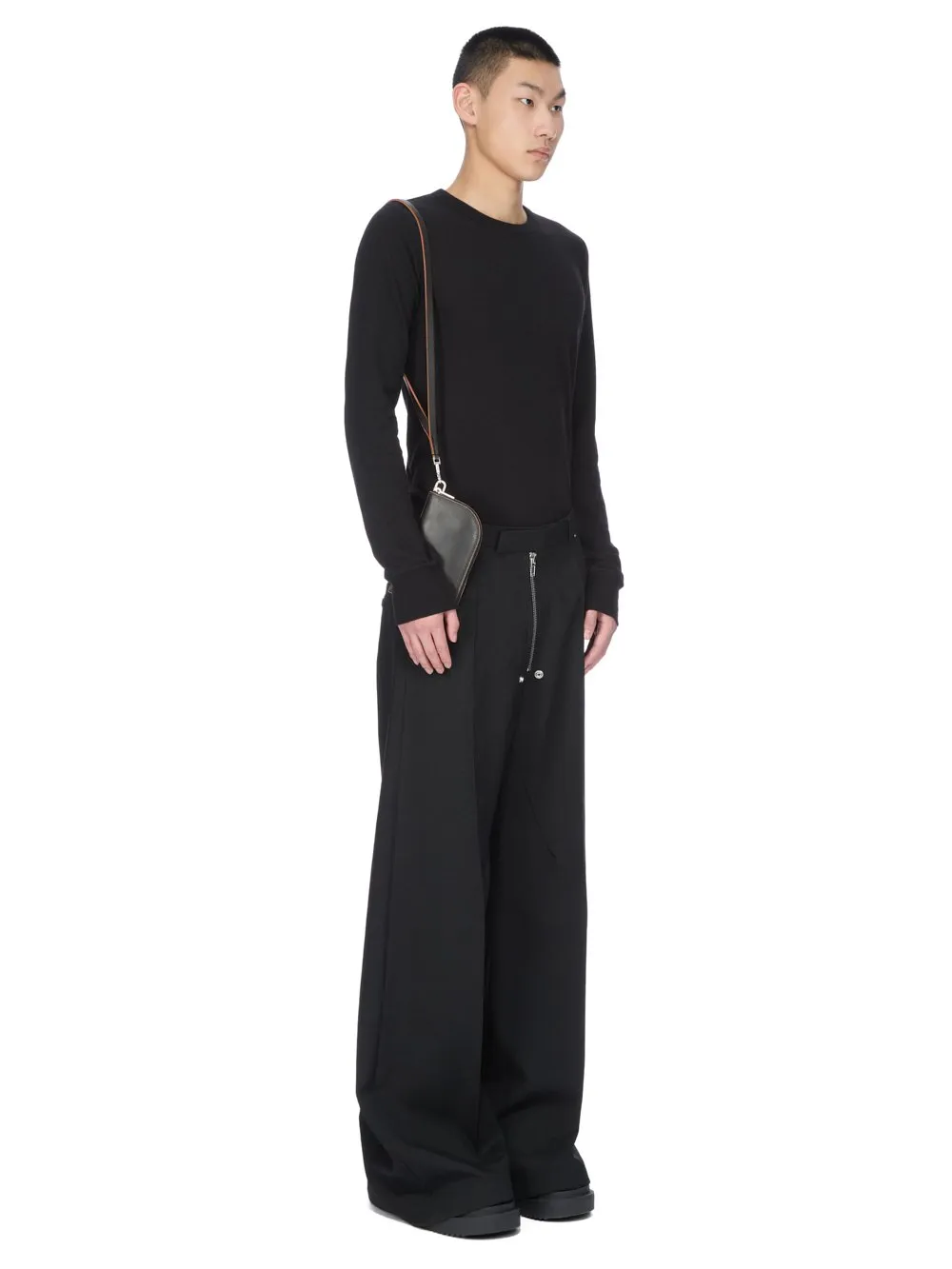 Rick Owens Concordians Neckwallet In Black Groppone Cow Leather