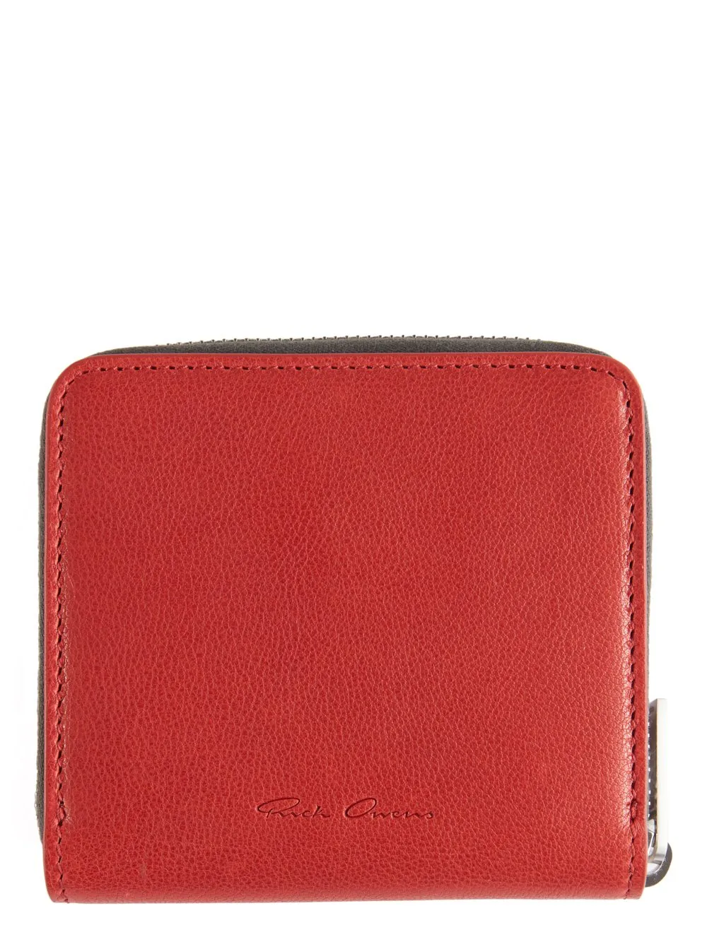 Rick Owens Concordians Zipped Wallet In Cardinal Red Soft Buffalo