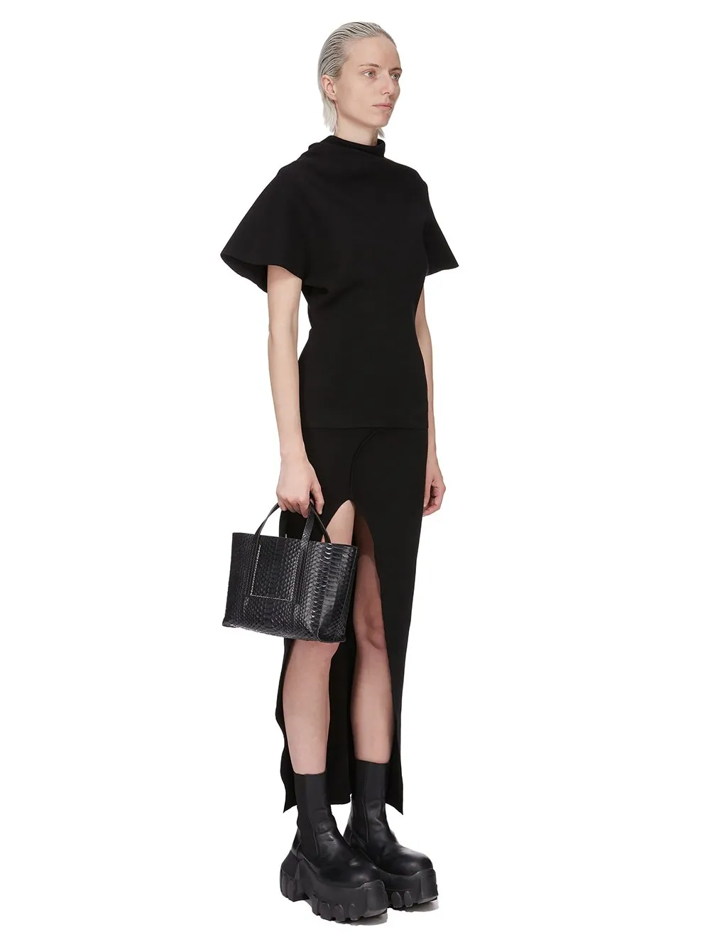 Rick Owens Mini Shopper In Black Python Snakeskin