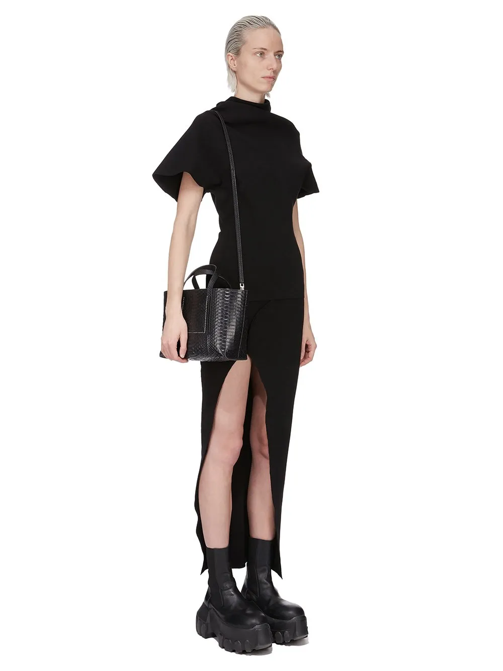 Rick Owens Mini Shopper In Black Python Snakeskin