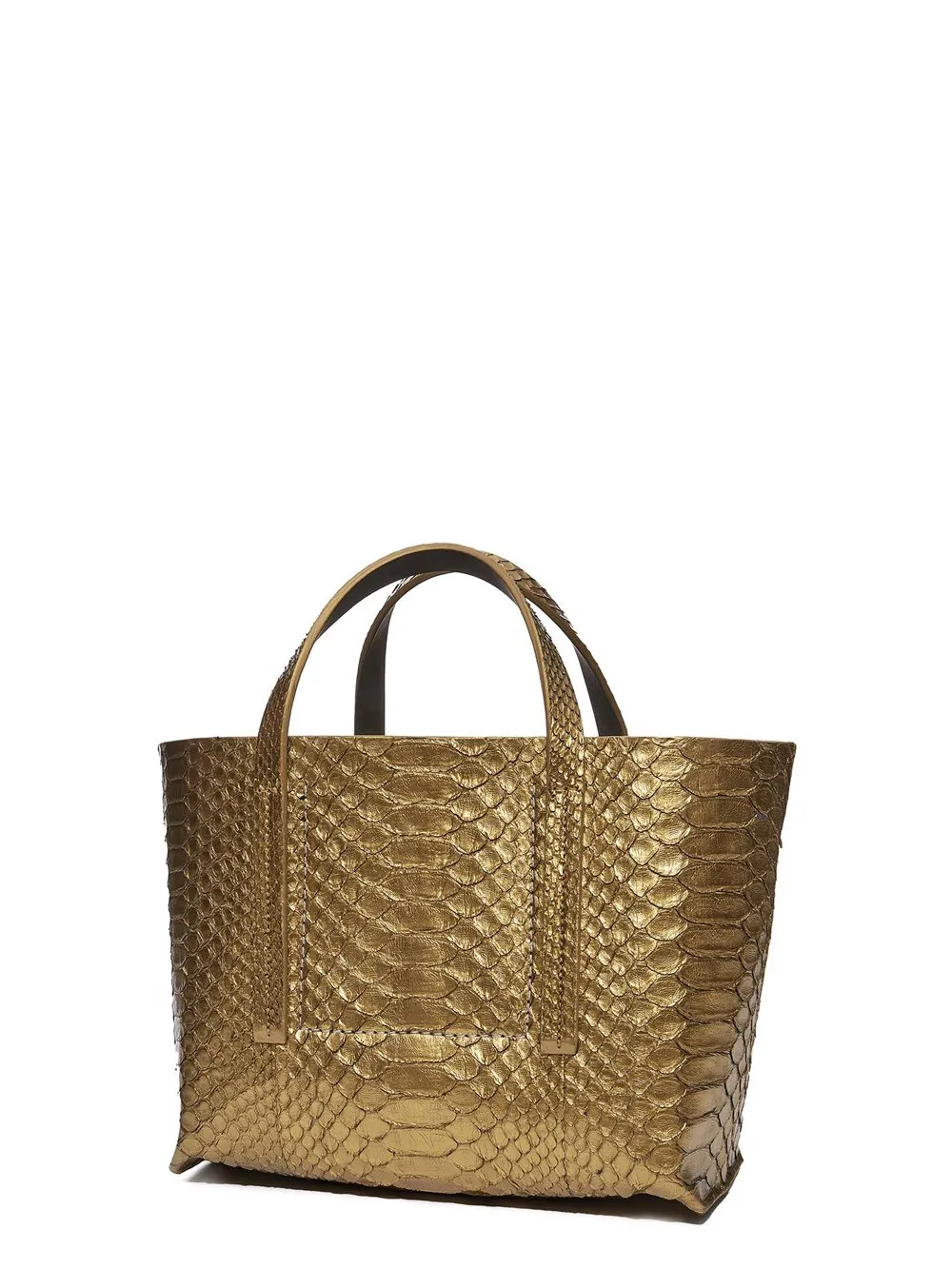 Rick Owens Mini Shopper In Gold Python Snakeskin
